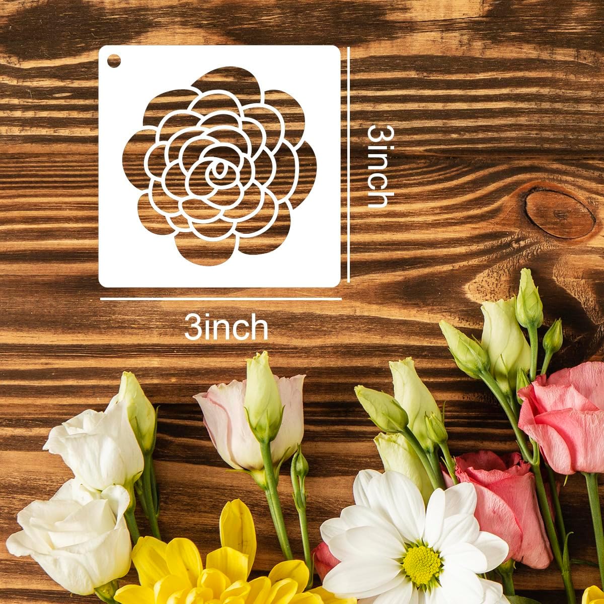 Flower Stencils for Painting 3inch Flower Stencil Small Floral Stencil Drawing Templates for Wood Wall Card DIY Projects