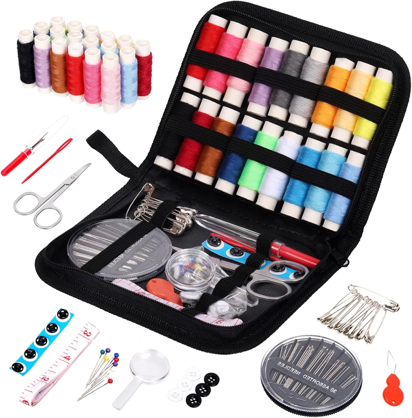 Rustark 86Pcs Sewing Kit With Portable Bag, Premium Supplies Includes 18 Colors Threads and Accessories for Home, Traveler, Emergency Repair