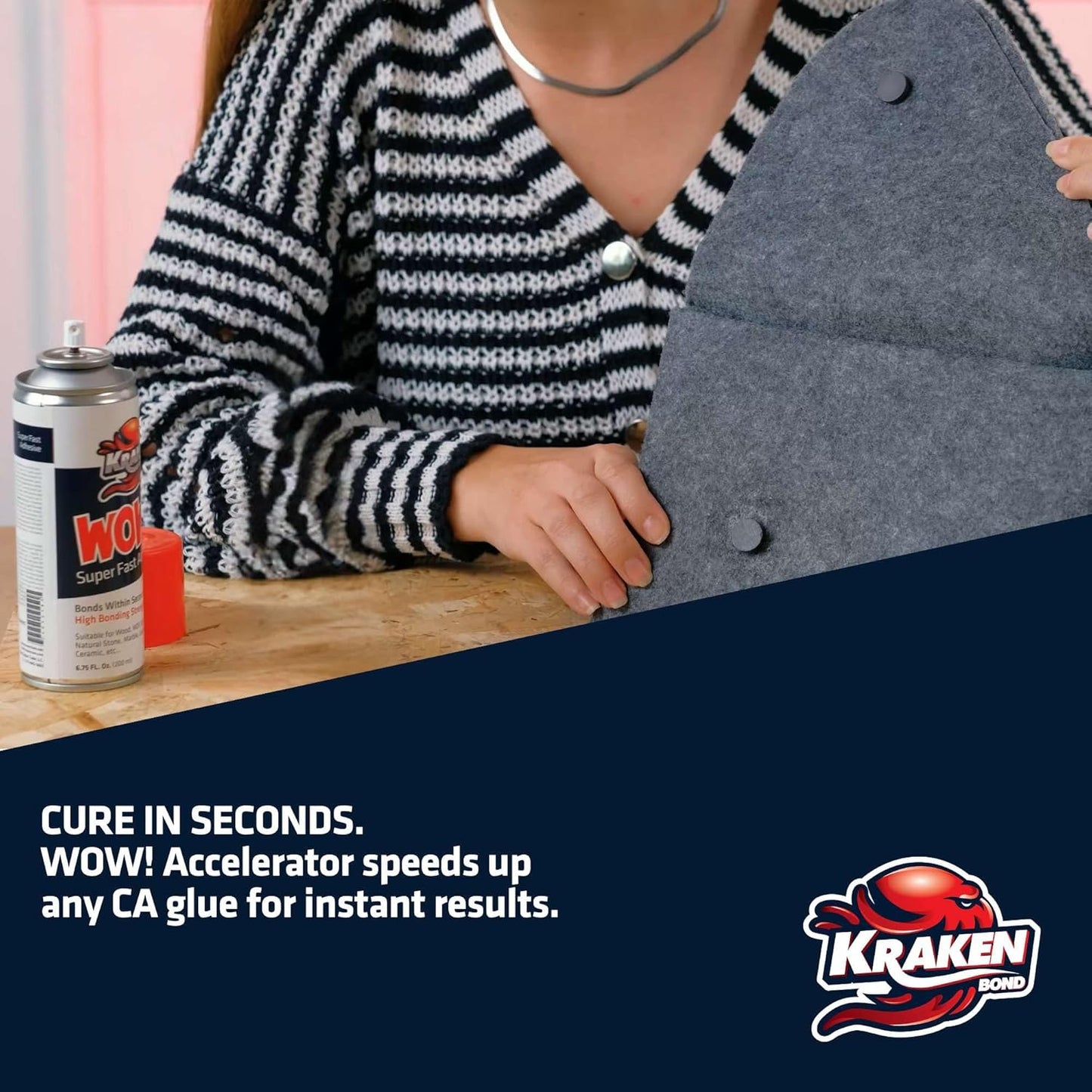 KRAKEN BOND Wow! Spray Adhesive Activator(3X13.5 Oz.) - Cyanoacrylate Super Glue Accelerator Spray for Plastic, Metal, Wood & PVC, CA Glue Activator | 3 Pack