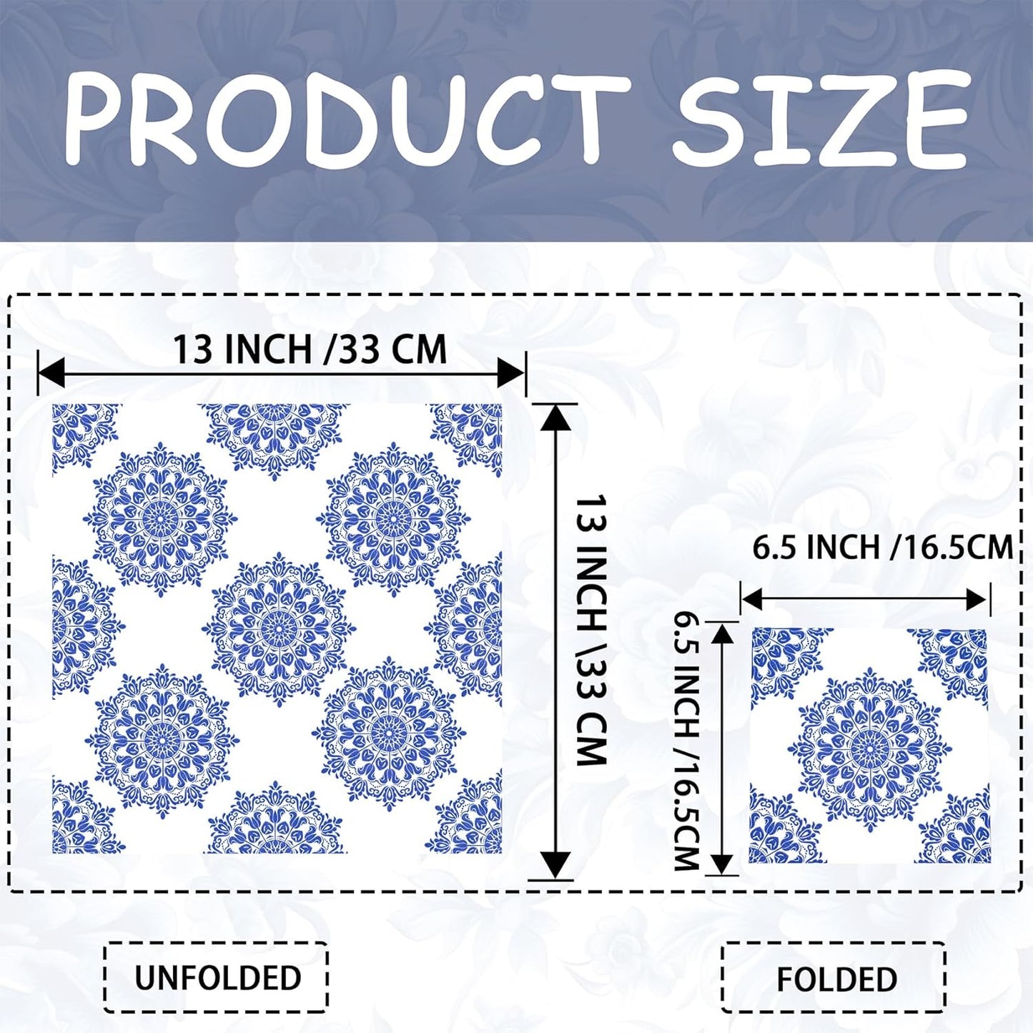 21 Pack Assorted Floral Napkins Decoupage Decorative, Decoupage Napkins Cocktail Decorative Paper for Birthday Party Beautiful Gorgeous, 21 styles of decorative paper (Blue and Gold Floral)