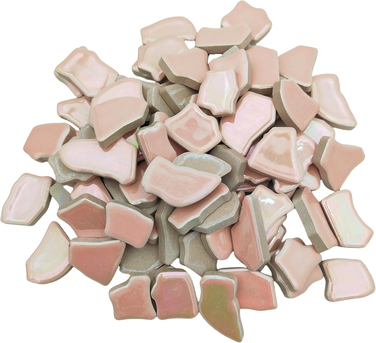 0.78"-1.57" Irregular Ceramics Mosaic Tiles,1.1LB Mosaic Pieces Stones for Home Decoration DIY Craft Plates Flowerpots Vases Cups Mosaic Making Supplies (Iridescent Pink)