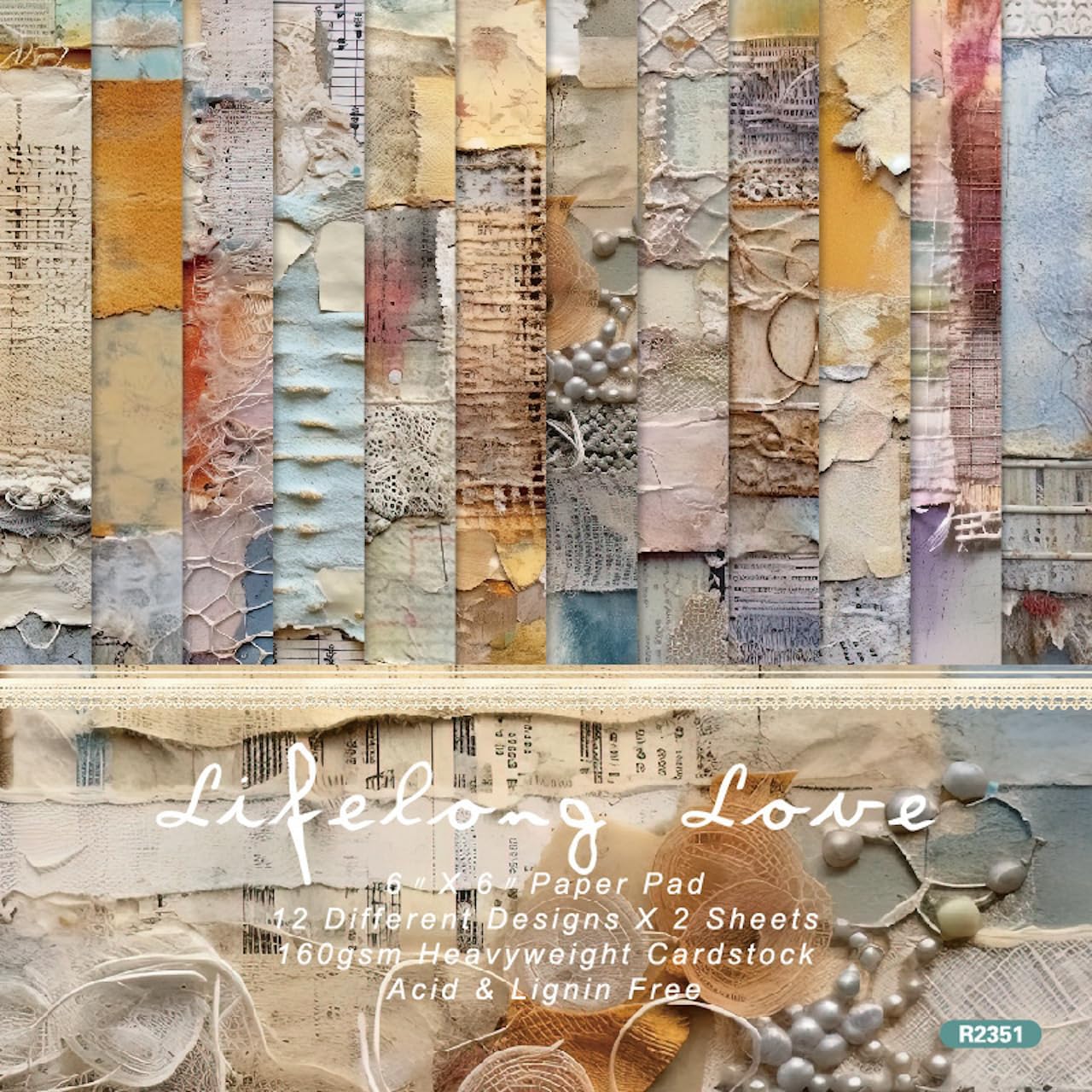 6x6 Single-Sided Scrapbook Paper Pad-Vintage Mixed Media Collection-Decorative Crafting Paper for Scrapbooking, Card Making Art - 24 Sheets