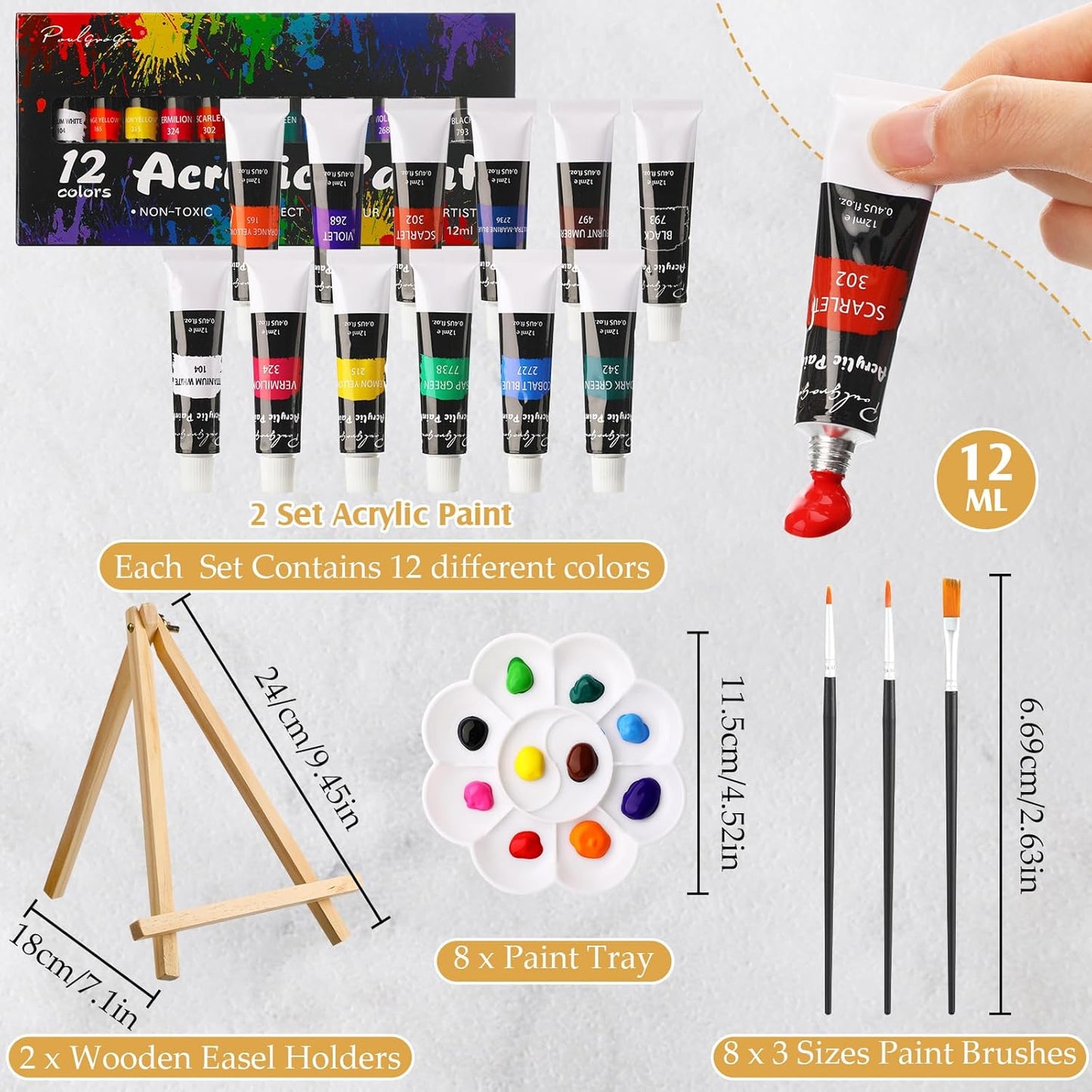 Cholemy 36 Pcs Paint and Sip Kit for Adults 8''x10'' Pre Drawn Canvas for Painting DIY Afro Acrylic Painting Kit Wood Easel Brushes Date Night Bulk for Christmas Party Gifts(Fashion Women)
