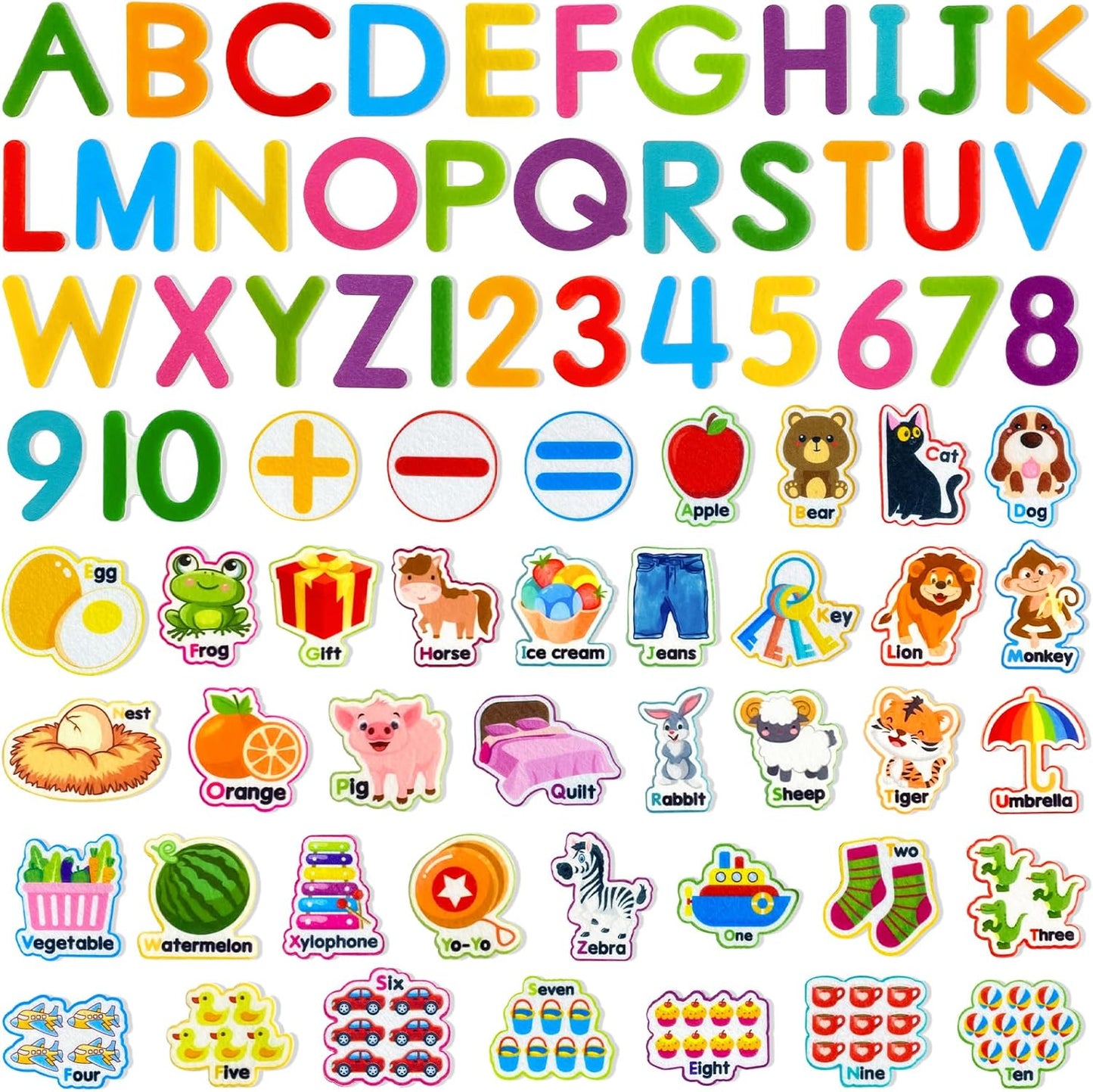 Felt Learning Letters and Numbers - 75 Felt Board Pieces for Flannel Board, Alphabet ABC for Toddlers, Kindergarten, Preschool