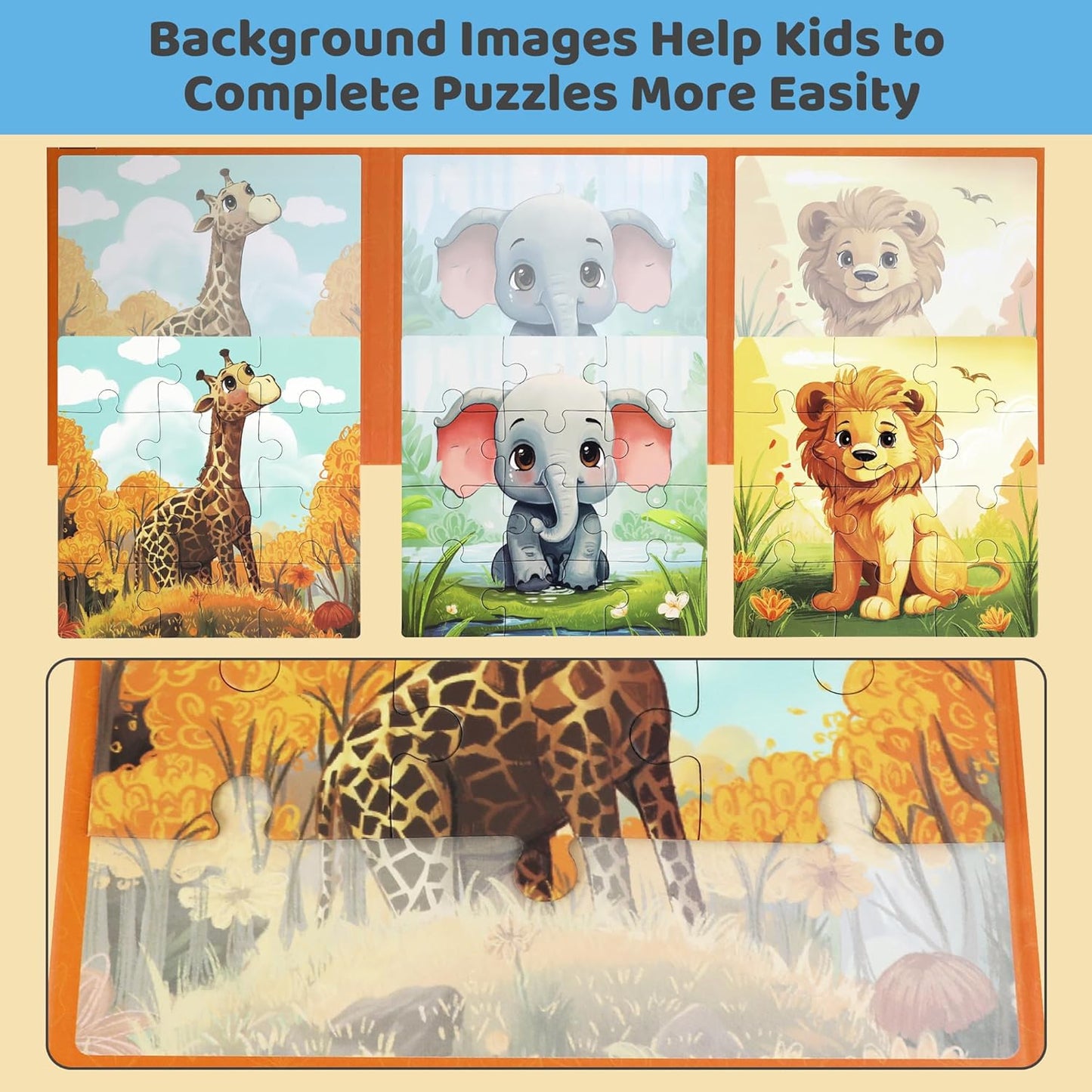 Puzzles for Kids Ages 3-5 3PK-113PCS-9 Animal Themes Magnetic Puzzles for Kids 4-6 Travel Puzzle for Airplane/Car/Road Trip/Gift Toys for 3 4 5 6 Year Old Girls and Boys
