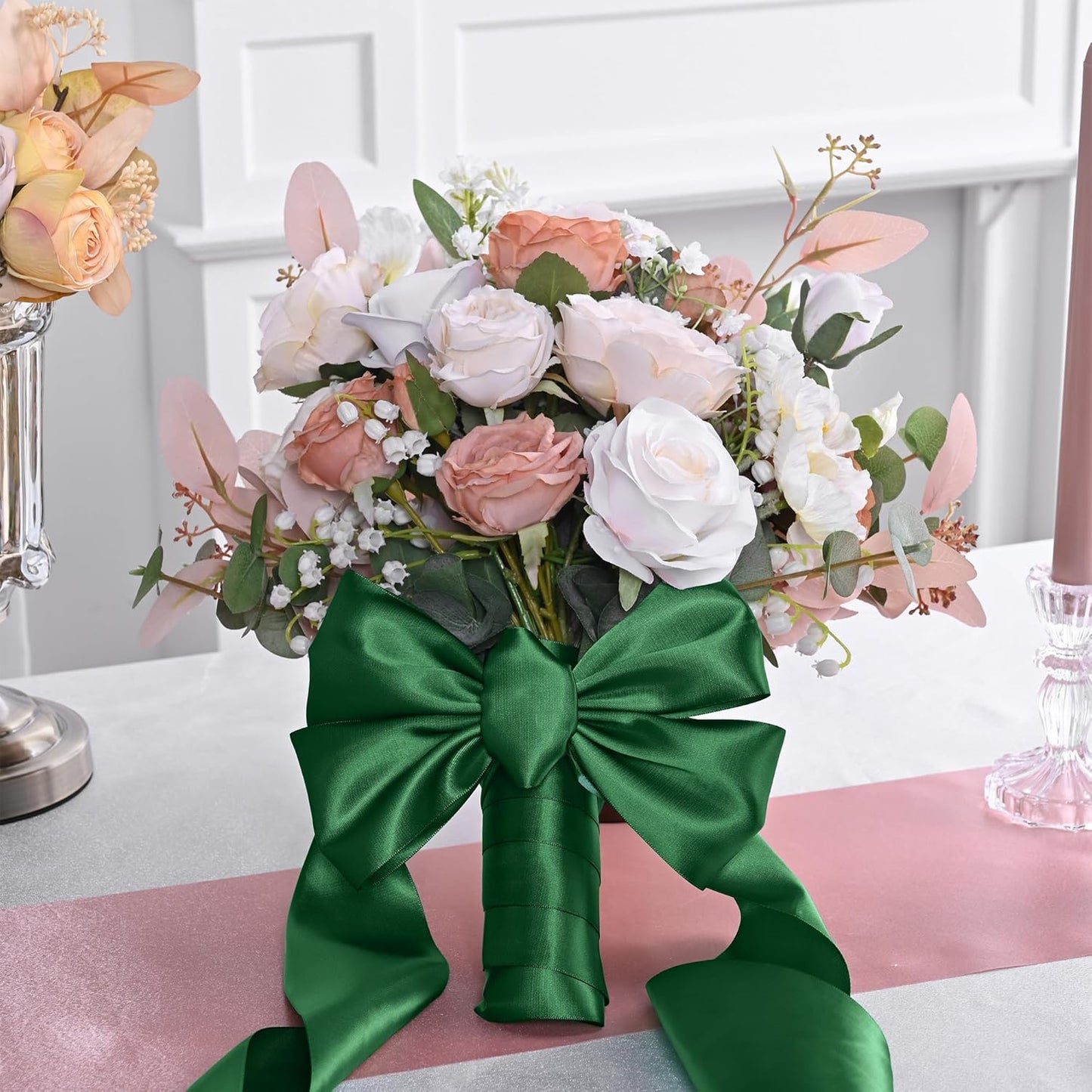 Forest Green Satin Ribbon 3 Inch X 15 Yards Solid Color Double Faced Ribbons Perfect for Crafts Wedding Decor Bow Making Arts Sewing and More