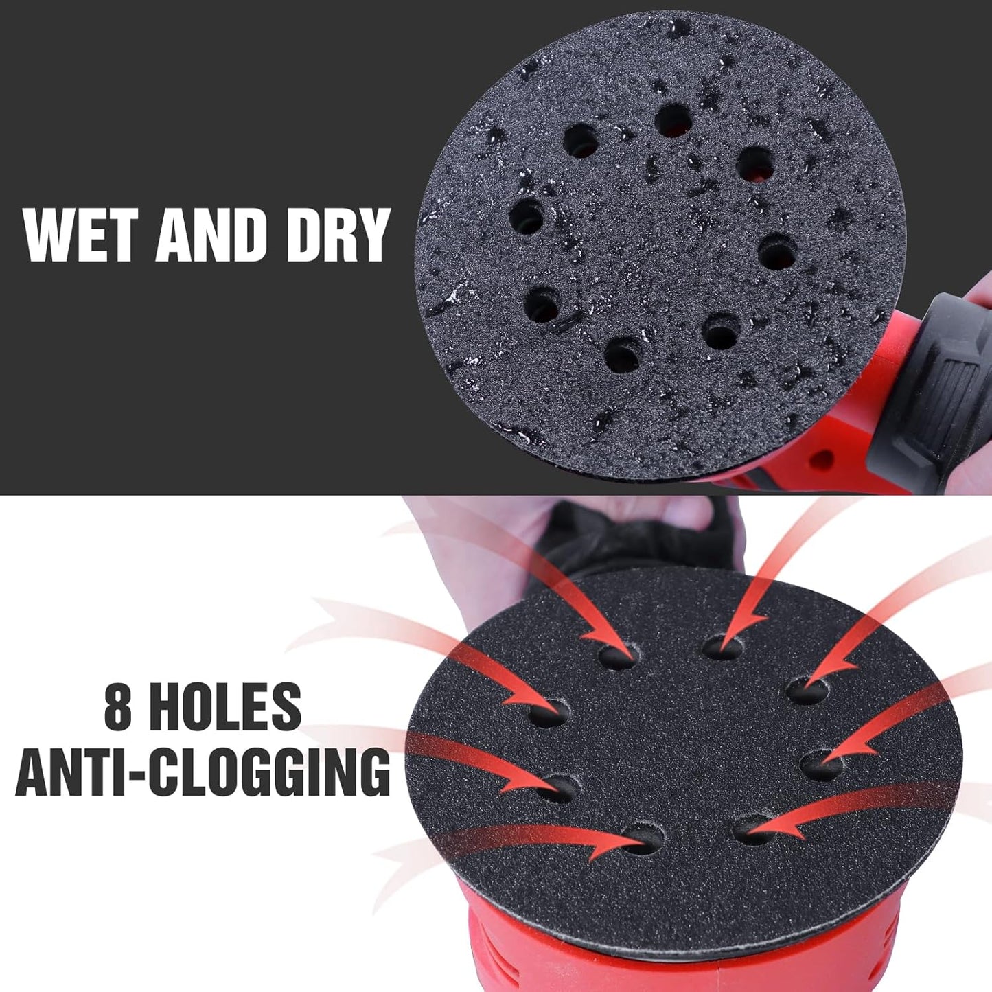 100 Pcs 5 inch Wet Dry Sanding Discs Grit 800 Hook and Loop 8 Hole Silicon Carbide Orbital Sander Sandpaper