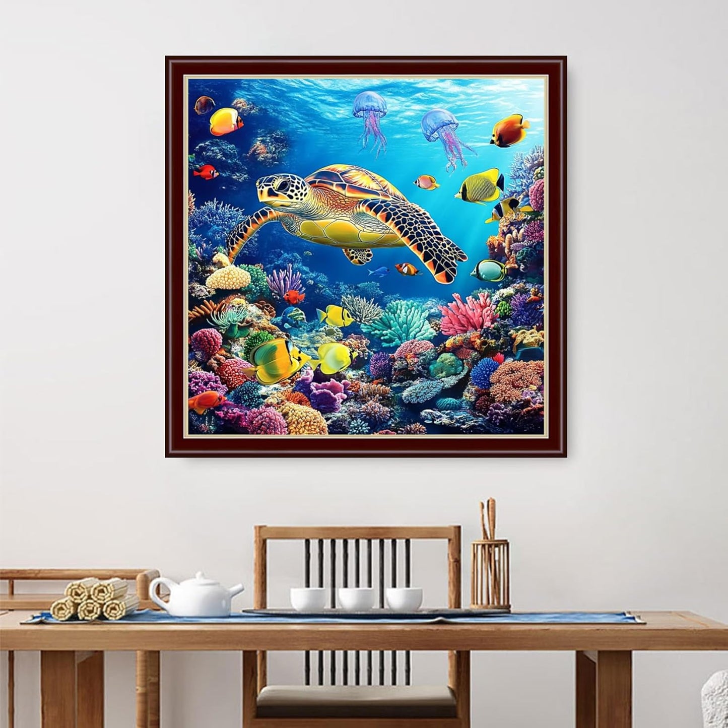 Dimensean Stamped Cross Stitch Kits Full Range of Embroidery Patterns Starter Kits for Beginners Adult or Kids DIY Cross Stitches Needlepoint Kits 11CT-Underwater World 18x18 inch