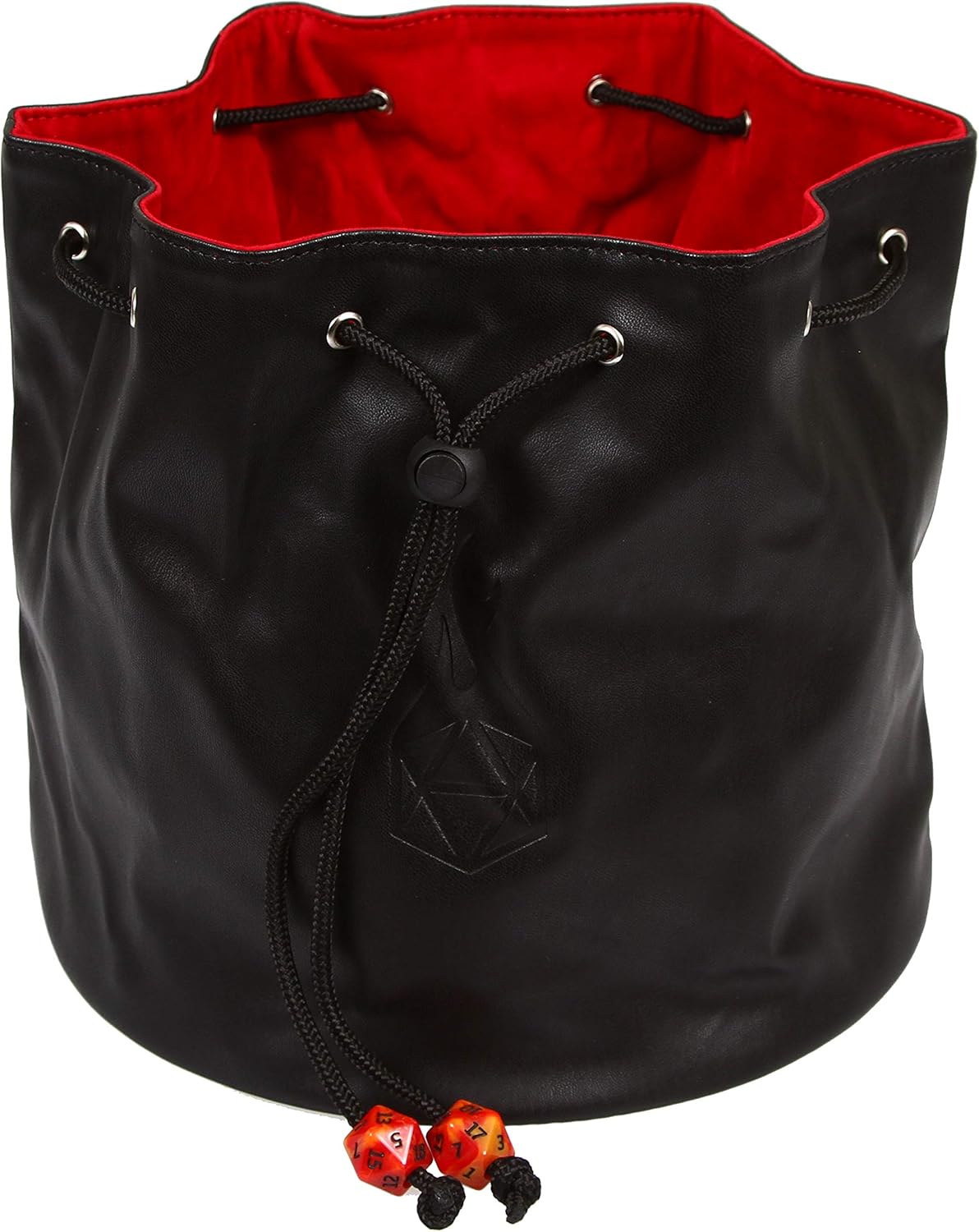 Forged Dice Co. Pouch of The Endless Hoard Dice Bag - Holds Over 1,000 Polyhedral Dice - Dice Storage Bag with 7 Pockets - Perfect for Bulk Dice - Black/Red