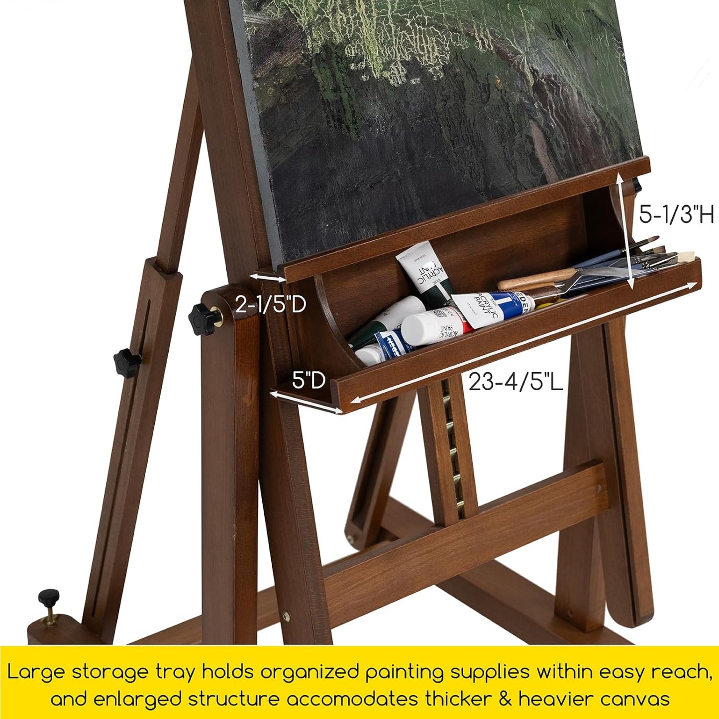 MEEDEN Enlarged Heavy-Duty H-Frame Easel: Artist Solid Beech Wooden Studio Easel - Professional Painting Art Easel Stand with 4 Lockable Wheels & Leveling Bolts - Hold Canvas up to 86" H,Walnut