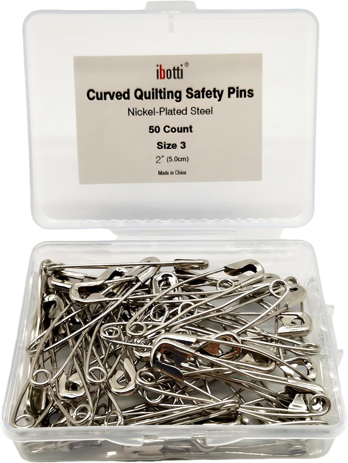 Curved Safety Pins for Quilting,Basting Pins for Quilting Curved,Size 3,50-Count