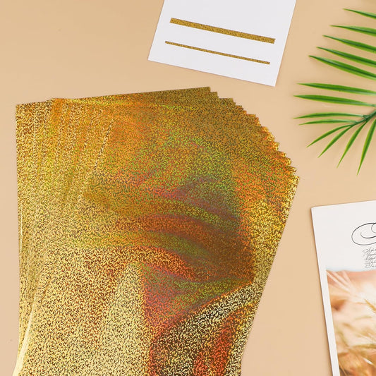 Briartw 20x29cm Hot Foil Paper 50 Sheets Pack Toner Reactive Foil Hot Stamping Foil Paper by Laser Printer and Laminator for Scrapbooking Craft Cardmaking DIY Album (Gold Crystal Point, 50 Sheets)