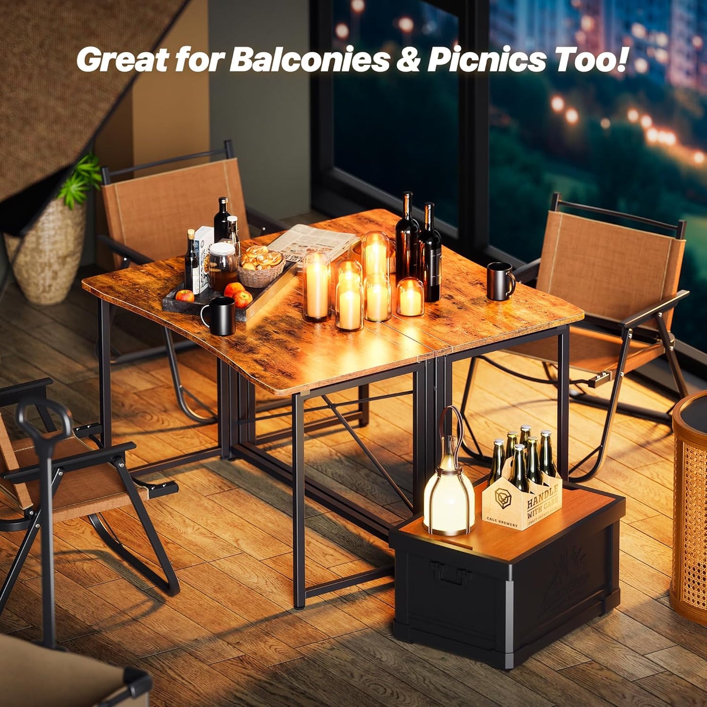 Huuger Folding Desk for Small Spaces, 39.3 Inch Foldable Computer Table, for Home Office, Study, Bedroom, Dorm, Space Saving, Small Writing Work Office Computer Desk, Easy to Fold, Rustic Brown