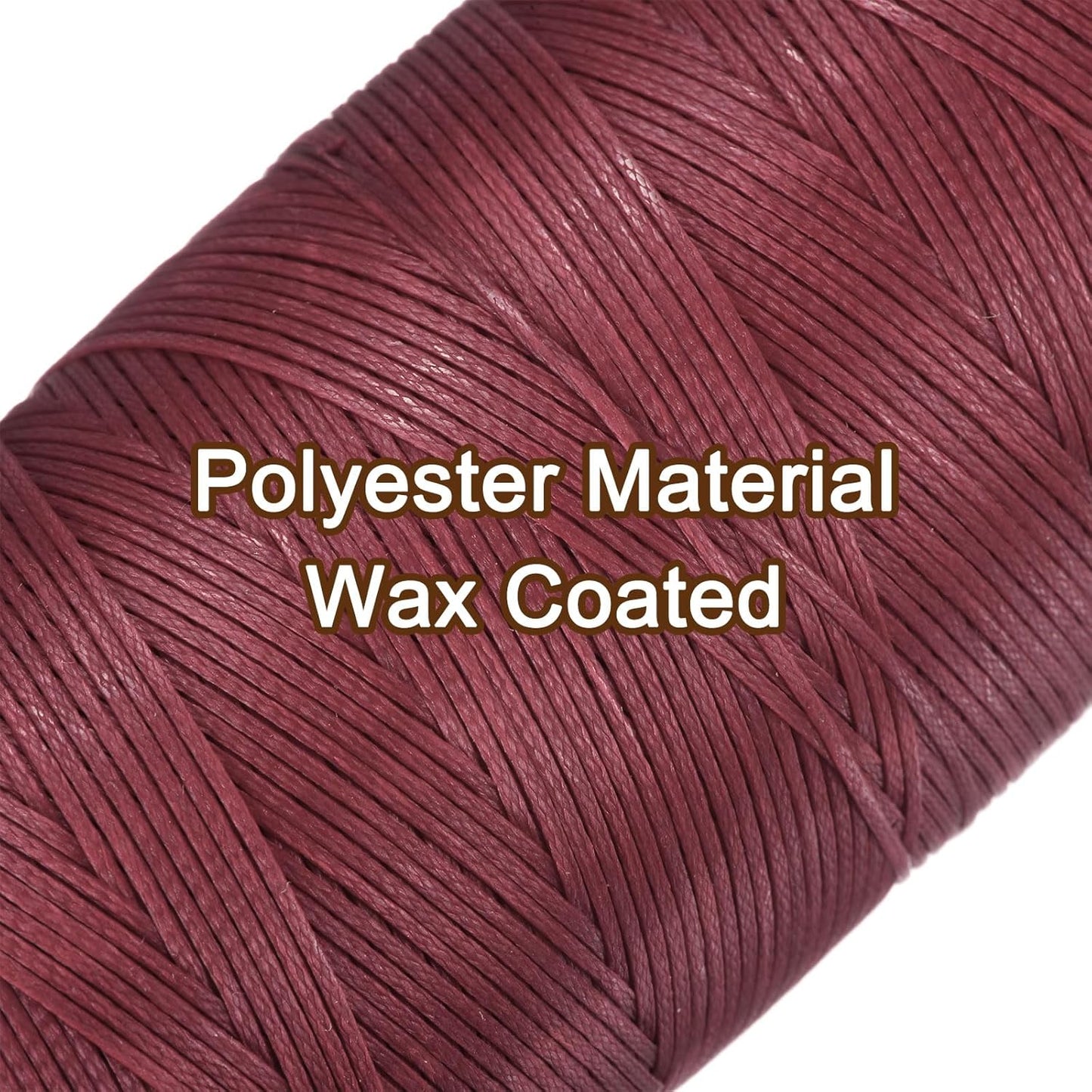 uxcell 150D 0.8mm Flat Waxed Thread 284 Yards Polyester Leather Sewing Waxed String Hand Stitching Waxed Cord for Leather Stitching Sewing Bookbinding DIY Craft Dark Red