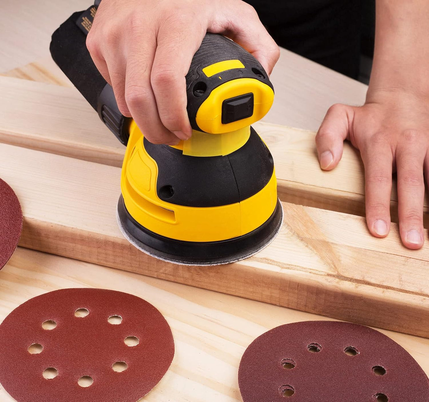 S SATC 150 PCS Hook and Loop Sandpaper 5 Inch Sanding Disc 8 Hole Sanding Discs 180 Grit Premium Aluminum Oxide for Random Orbital Sander