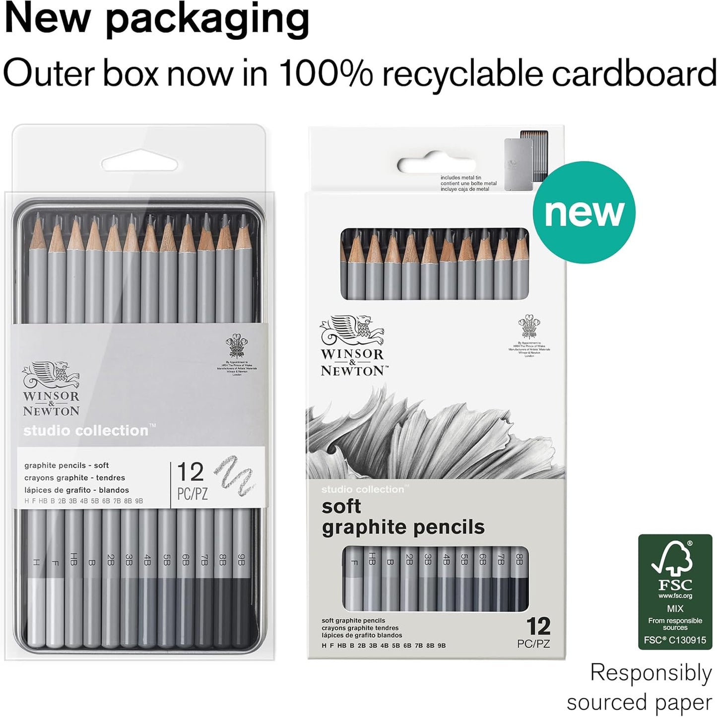 Winsor & Newton Studio Collection Artist Pencils, Graphite Pencils, Set of 12