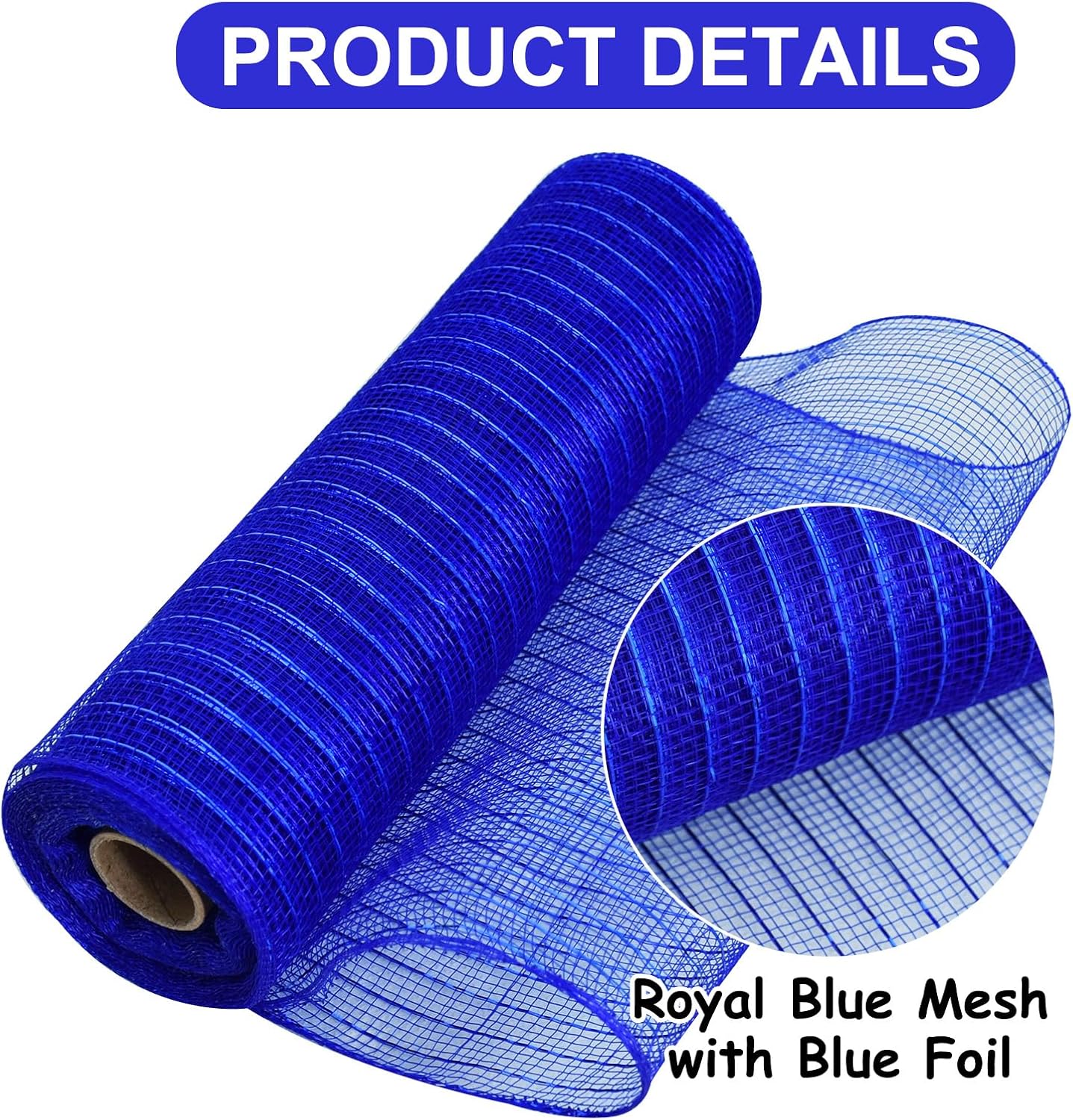 TONIFUL 2 Rolls 10 Inch Blue Decorative Mesh Ribbbon Rolls, Fabric Mesh with Foil for Wreath Supplies, Front Door Wreath Crafts Tree Decor Christmas NewYears Halloween Decoration (10 yds/roll)