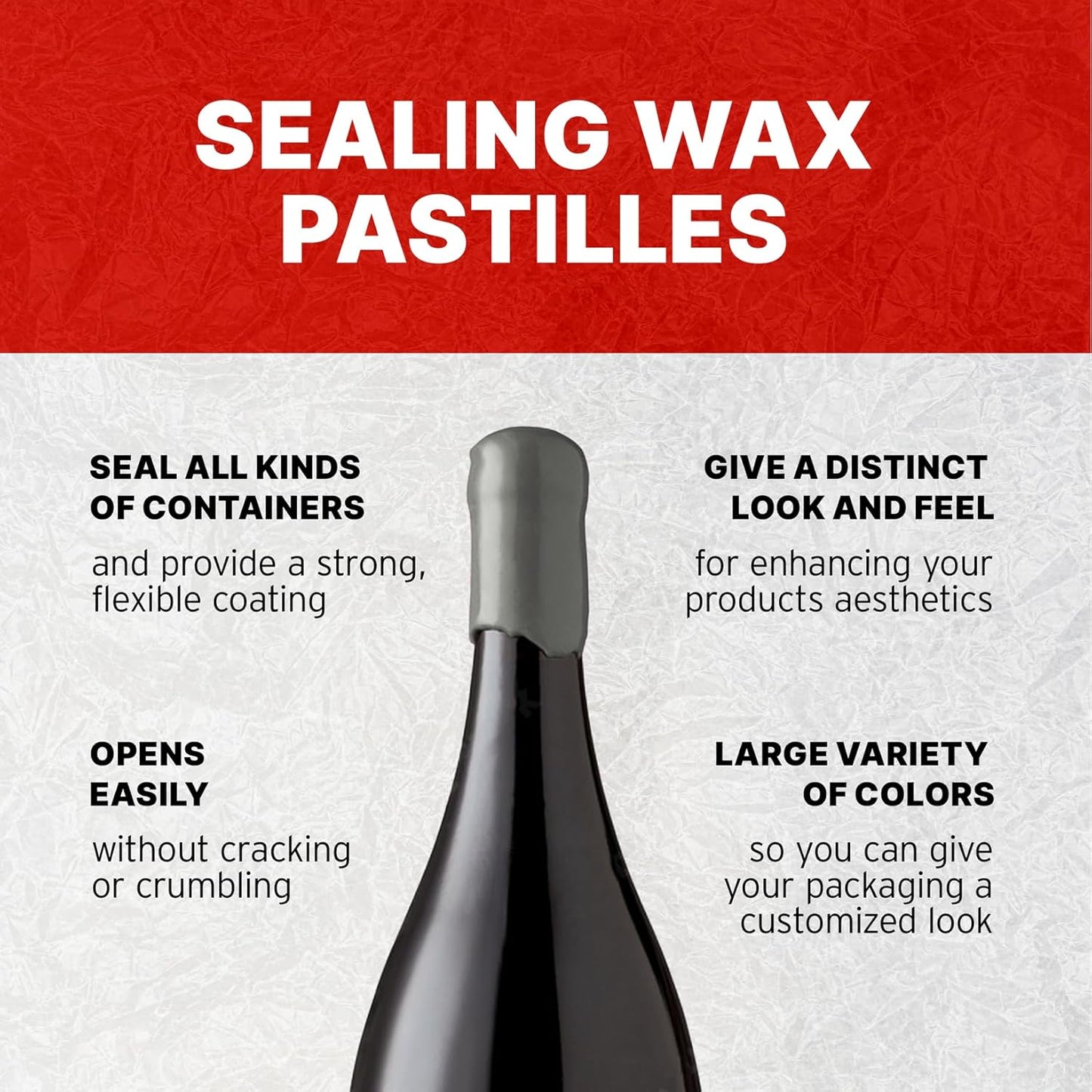 Blended Waxes, Inc. Bottle Sealing Wax, Pastille Wax Seal Beads For Wine, Beer, and Liquor Bottle Sealing, Seals Between 25-30 Bottles, 1 lb, Silver