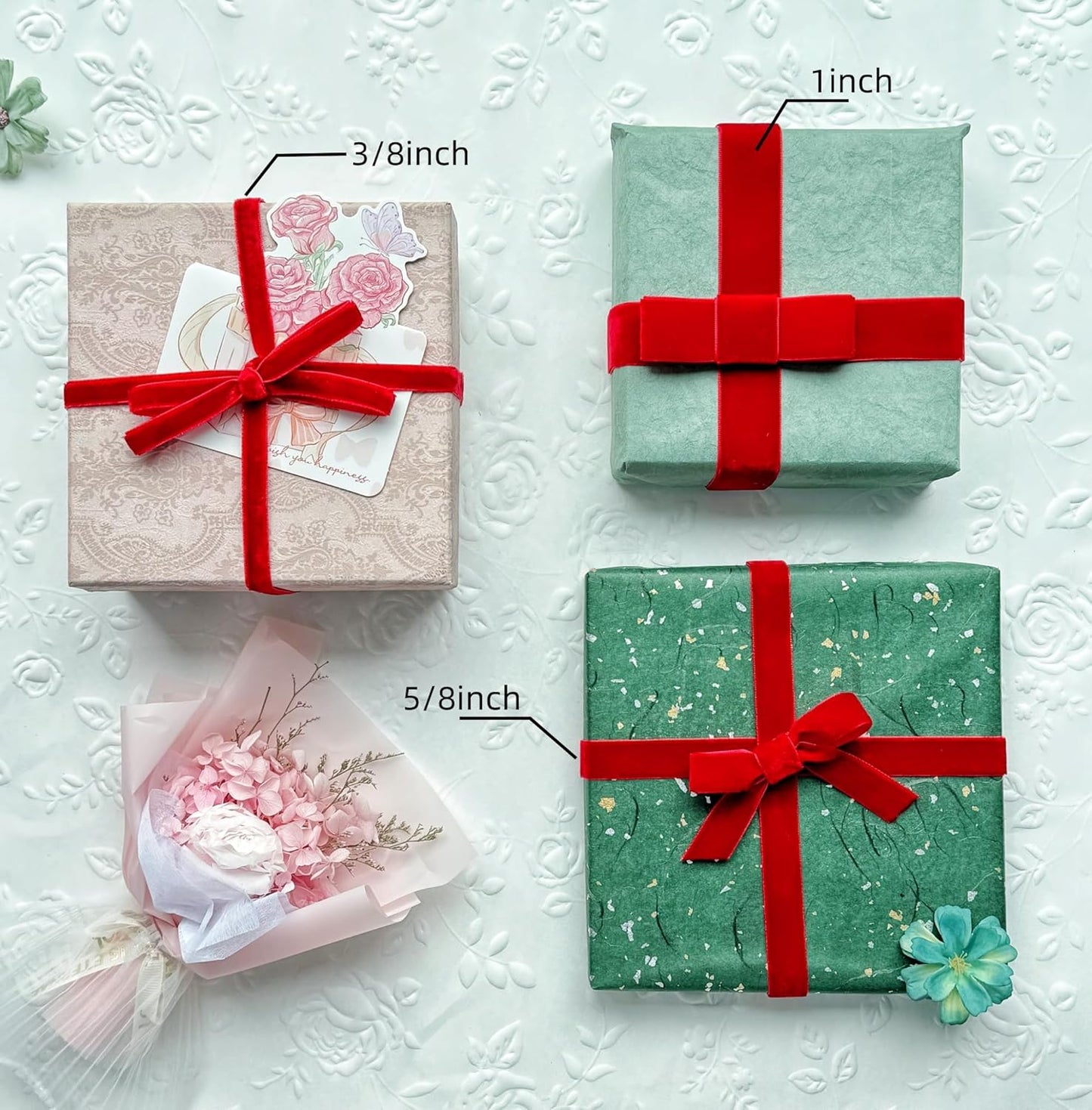 Vintage Red Velvet Ribbon, 5/8 Inch X 25Yd