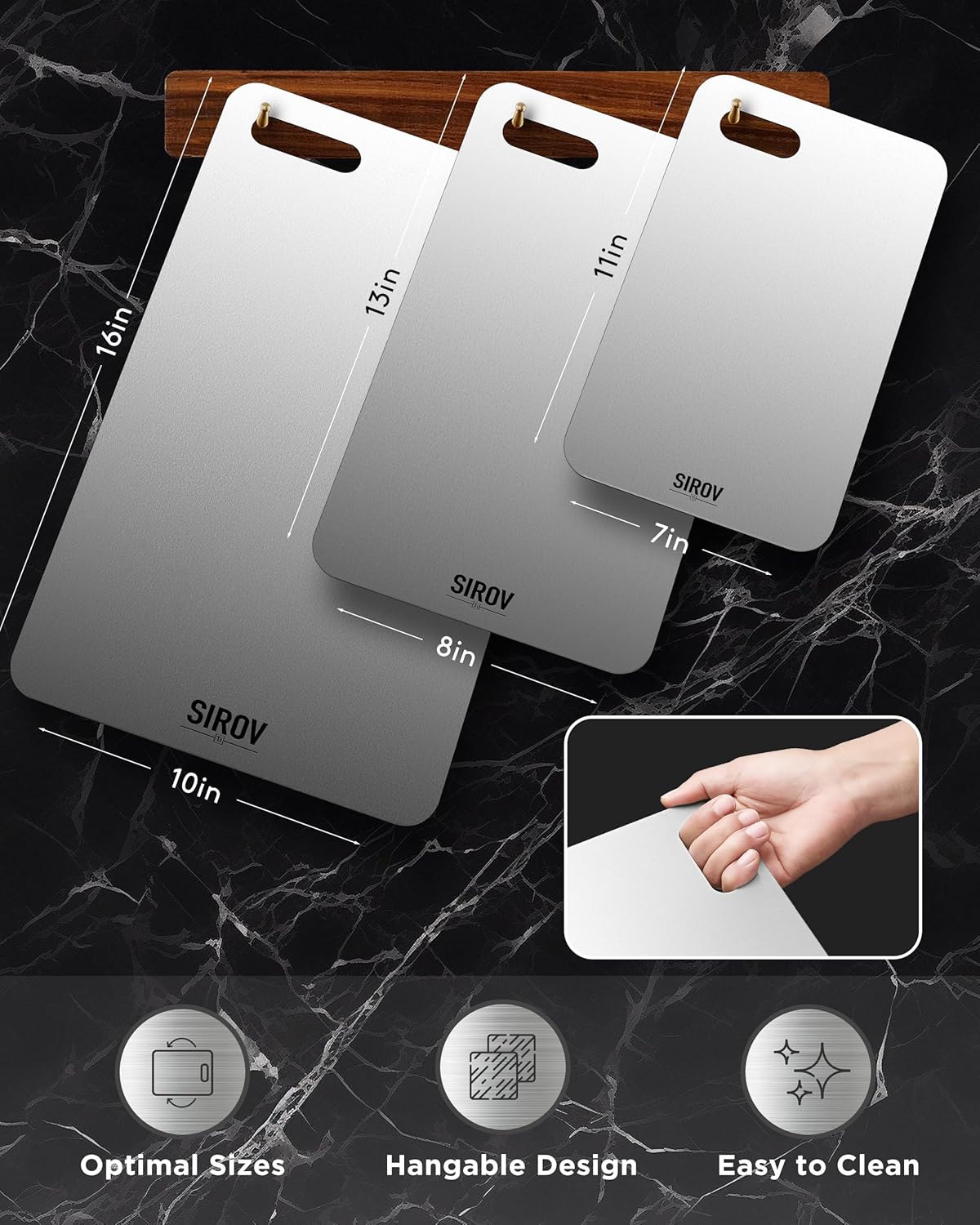 Katuchef Titanium Cutting Board for Kitchen, 100% Pure Titanium Cutting Board Food Grade,Non Toxic chopping board, Dishwasher safe, Easy to Clean(3PCS)