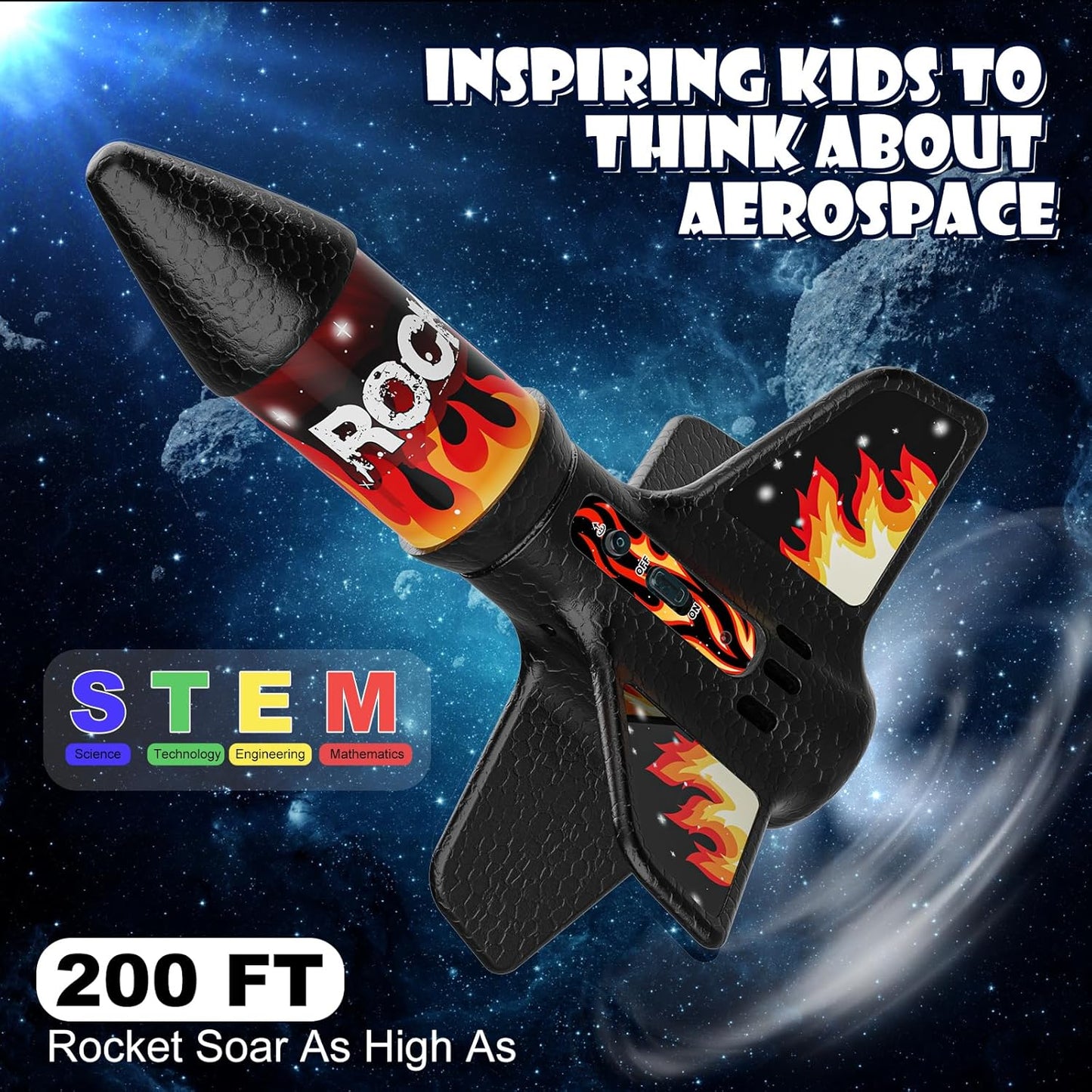 Rocket Launcher for Kids, Self Launching Motorized Air Rocket Toy, Outdoor Toys for Ages 8-12, Model Rockets with Parachute Safely Land, Spaceship Launch up to 200 ft Birthday Gifts for Boys