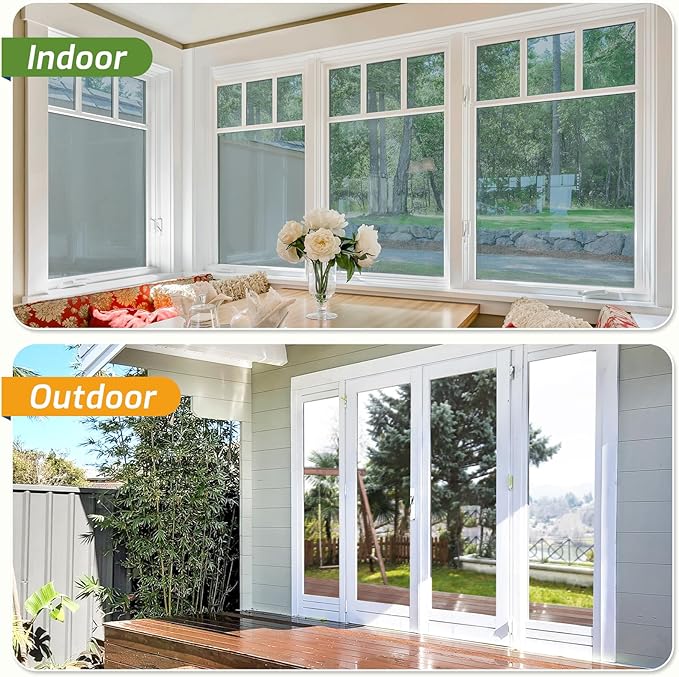 LUTE One Way Window Privacy Film, Window Tint for Home, Sun Blocking UV Heat Blocker, See Out Not in Reflective Mirror Film, Removable Static Cling Glass Door Coverings, Silver, 23.6" x 78.7"