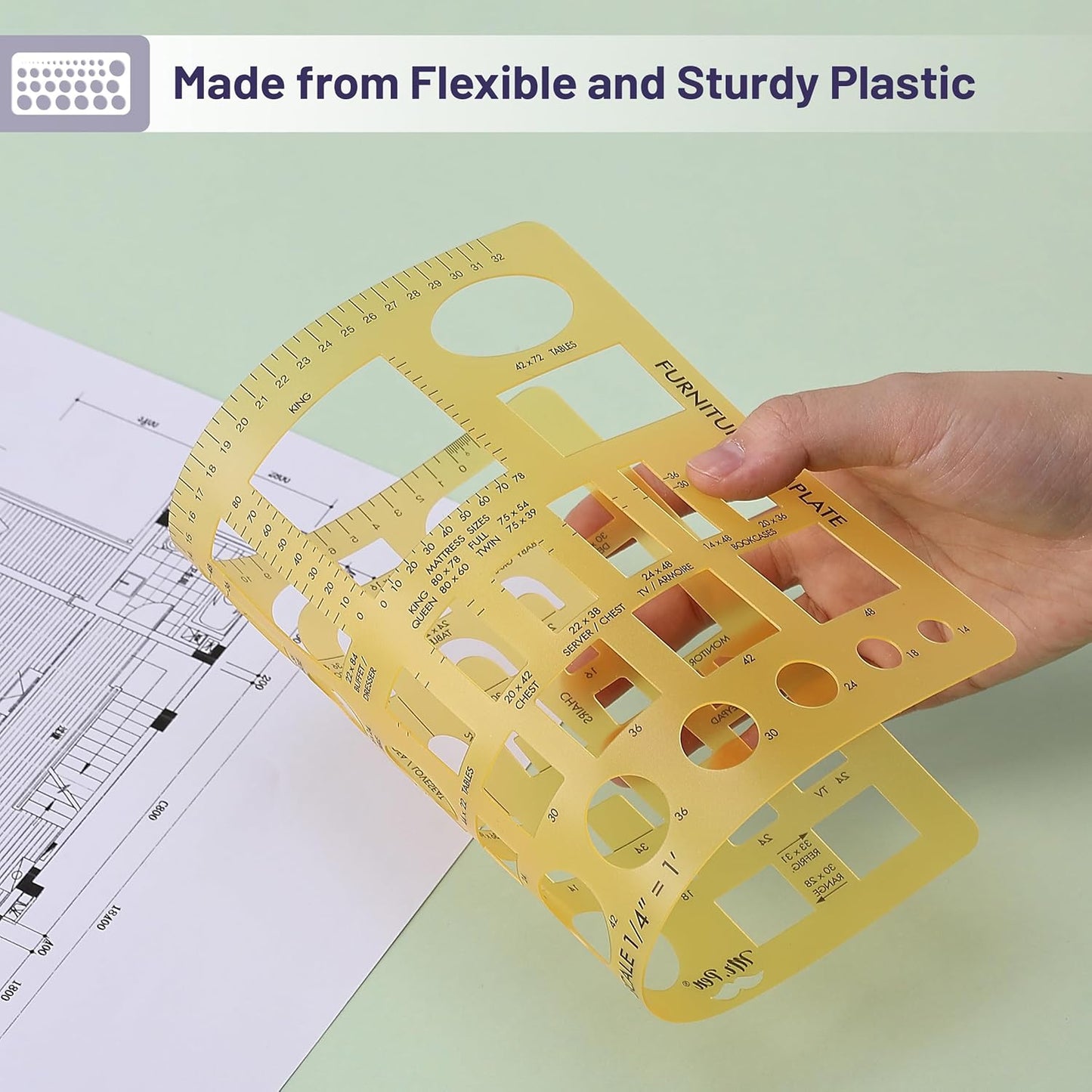 Mr. Pen- House Plan, Interior Design and Furniture Templates, Drafting Tools and Ruler Shapes for Architecture - Set of 3