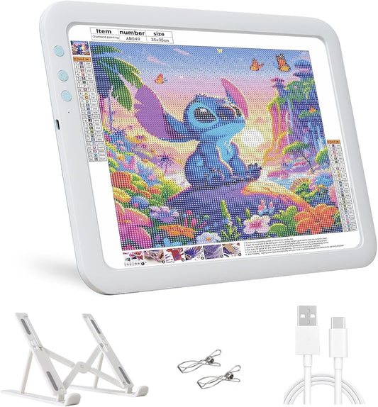Rechargeable A3 Diamond Art Light Board,Super Bright Tracing Light Box,6 Levels Brightness with 3 Colors Mode and Stand, Wireless Tracing Pad for Diamond Painting,Weeding Vinyl,Sketching & Drawing