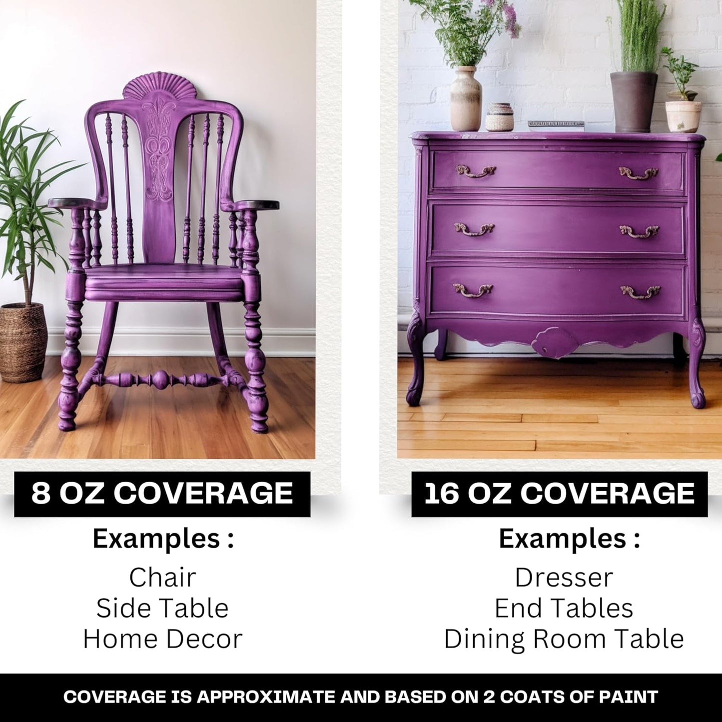 Daydream Apothecary Premium Chalk Style Paint for Furniture, Home Décor, Wood, DIY Interior Projects, Quick Dry, No Prep or Prime Needed, Matte Purple - 16oz