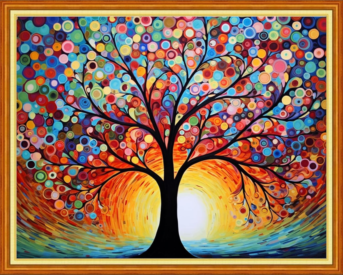 Dimxvean Stamped Cross Stitch Kits,Cross Stitch Kits for Adults Beginners,Embroidery Kits Full Range of Cross Stitch Stamped Kits Needlepoint Kits Cross Stitch Patterns-Color Moonlight Tree 16x20 inch