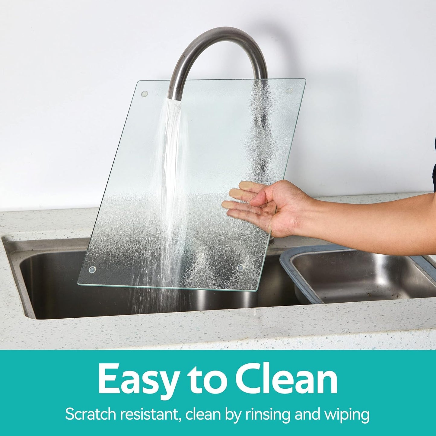 Murrey Home Glass Cutting Board for Kitchen Counter, Tempered Glass Chopping Boards Dishwasher Safe, Small Clear Countertop Tray, Scratch Resistant, Heat Resistant, Non Toxic, Clear, 16"x12"