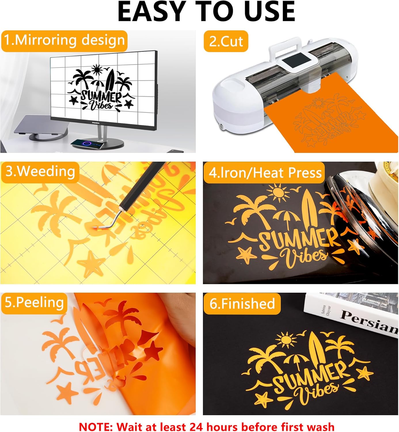 FUNKAKA Yellow Heat Transfer HTV Vinyl Bundle, 8 Rolls 12" x 3ft Iron On Vinyl for T-Shirt 8 Various Yellow Colors HTV for All Cutter Machines Easy to Cut