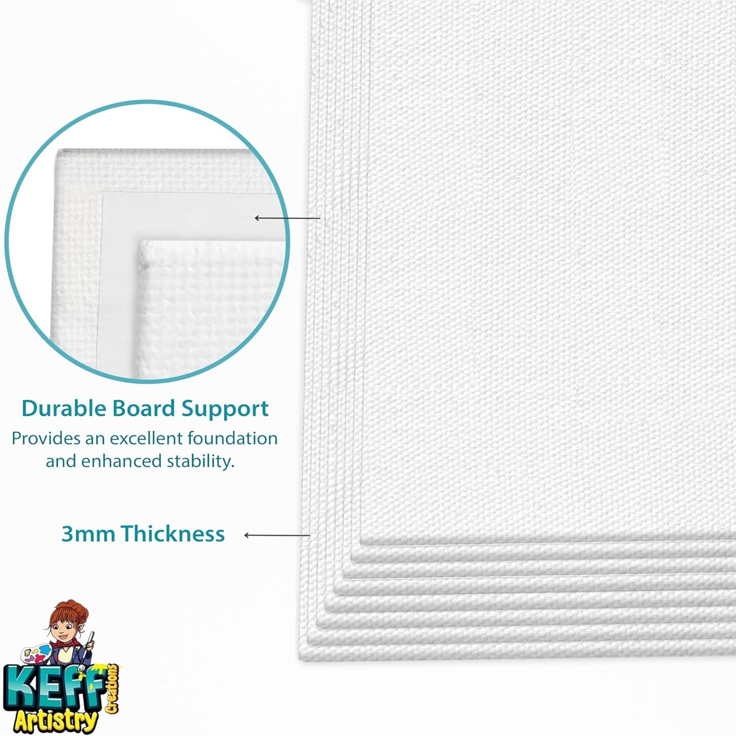 KEFF 12-Pack Bulk Canvas Boards - 11x14, Primed 100% Cotton for Acrylic, Oil, Watercolor, Tempera - Art Supplies for Adults & Kids