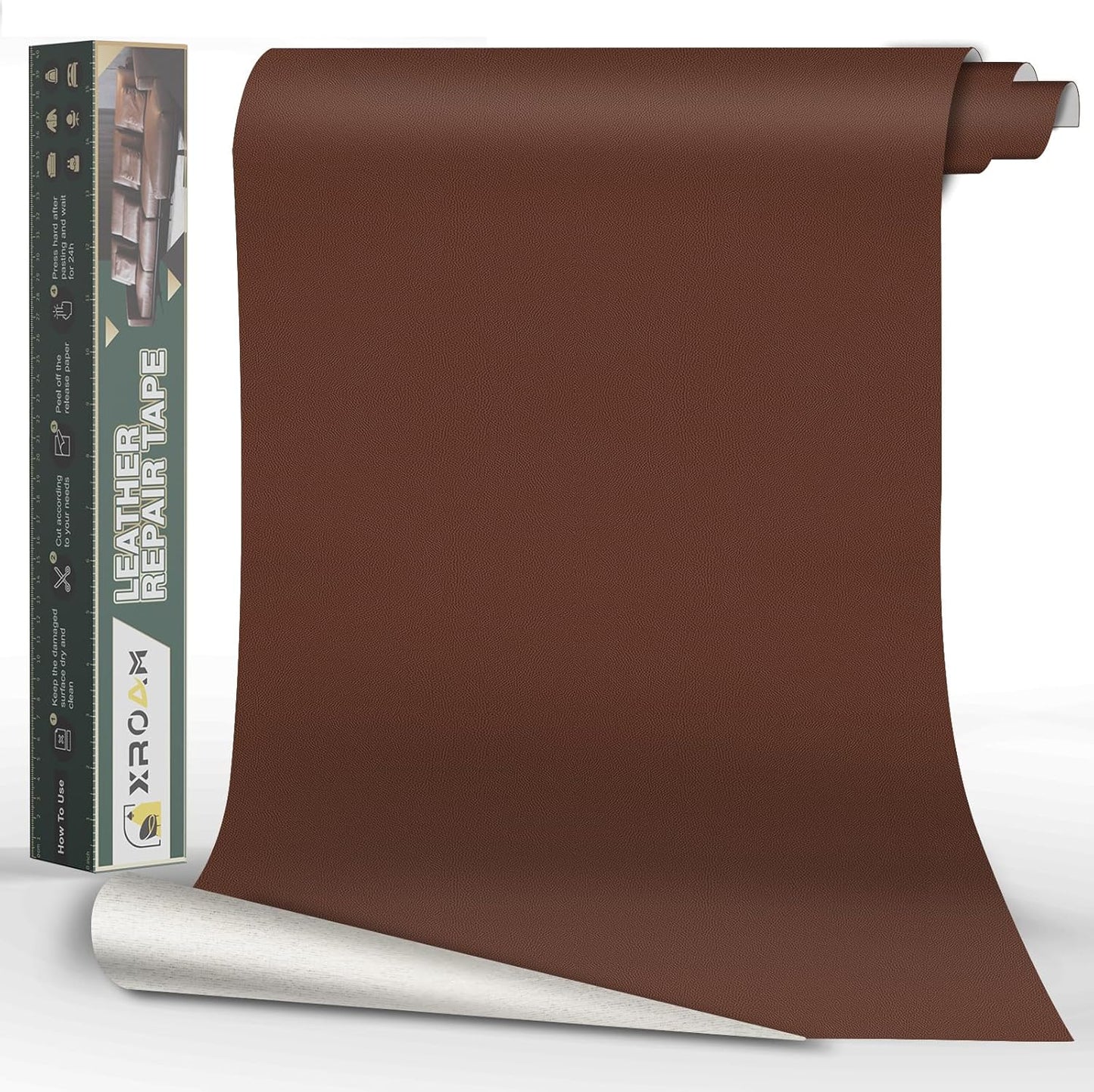 Leather Repair Tape, 16x79 inch Leather Patches for Furniture, Self Adhesive Leather Repair Patch for Sofas, Couches, Leather Covers, Seats, Chairs, Vinyl Repair Tape Dark Brown-Fine Grain