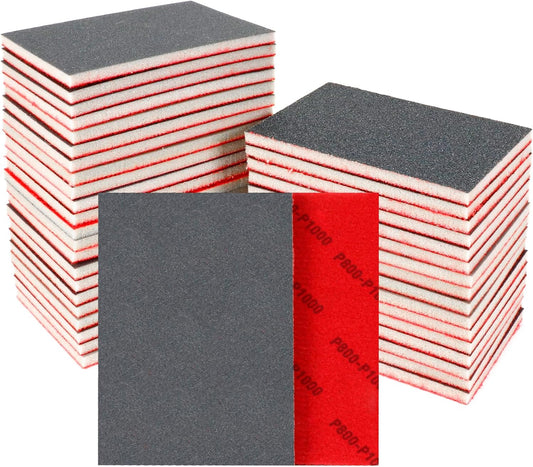 24 Pcs Sanding Sponge 800-1000 Grit, Washable & Reusable Sanding Blocks for Wood, Metal, Drywall, Glazing, Wet Dry Sandpaper for Smooth Finishing