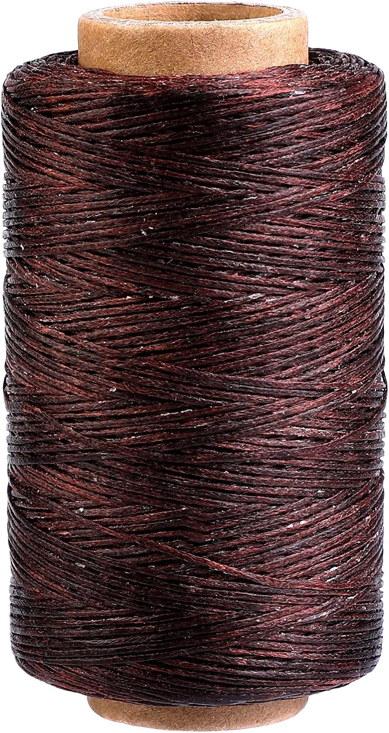 284 Yards Waxed Thread, 210D Heavy Duty Wax Upholstery Thread for Leather Sewing, 0.8mm Flat Waxed String for Bookbinding/Shoe Repairing/Leather Projects