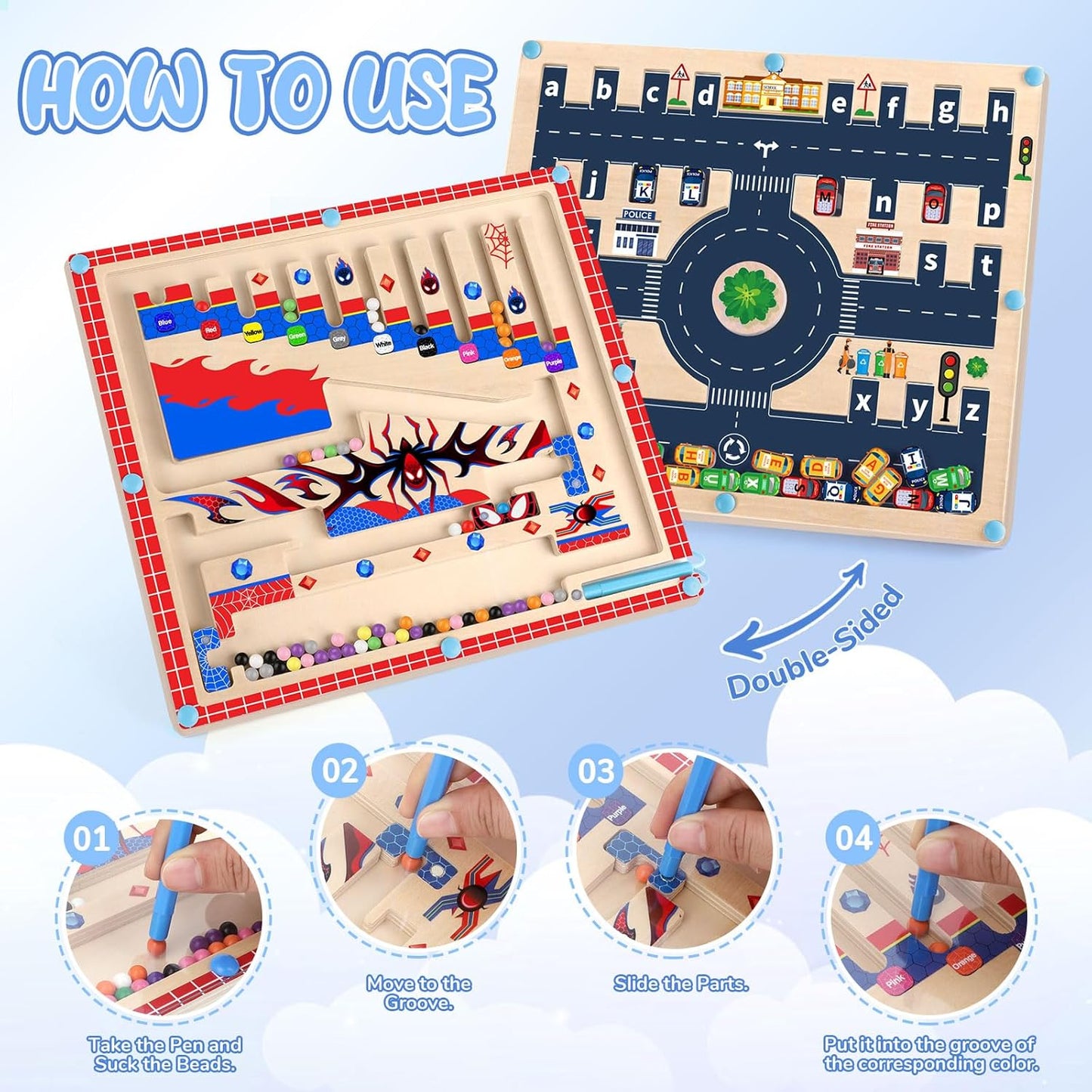 2 in 1 Magnetic Color and Number Maze Montessori Toy for Girls Educational Magnetic Puzzle Game Wooden Board for Preschool Learning Activities and Busy Playtime Magnetic Maze for Developing Skills