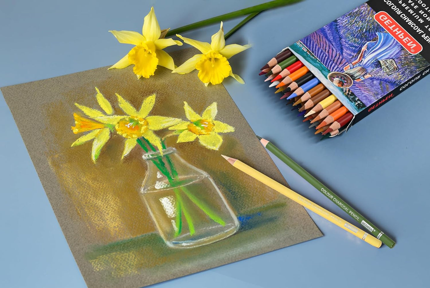 24-Color Charcoal Pencil Set – Skin Tones & Pastel Chalk Pastel Chalk Colored Pencils for Sketching, Shading & Portrait Art – Professional & Beginner Artist Kit