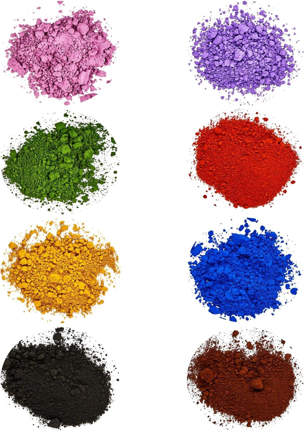 Pifito Oxide Pigment Colorants Sampler - 8 Beautiful Colors for Soap Making Supplies (.25 oz ea) - Red, Blue, Yellow, Pink, Green, Brown, Black, Violet - Bath Bombs Coloring Powder