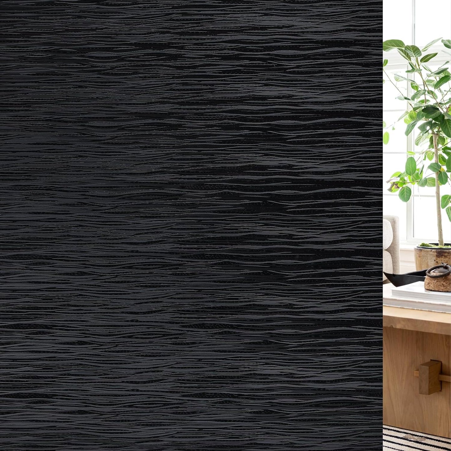 Haton Blackout Window Film, Black Out Sun Blocking Window Cover, Static Cling Frosted Privacy for Glass, Heat Control Darkening Room Coverings Shades Tint for Home Day Sleep, 17.5" x 78.7"