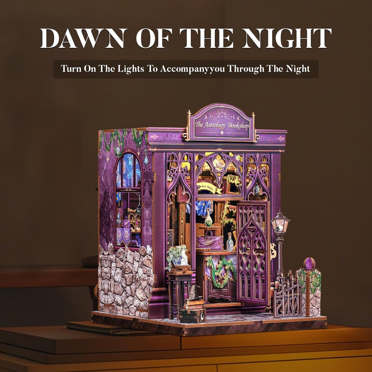 Fsolis Book Nook Kit, DIY Scene Miniature House Kit for Adults and Beginners Tiny House Mini Scale Model Booknook Craft Bookshelf Puzzle Nook Decor Gifts for Women Teenagers (The Astrology Bookshop)