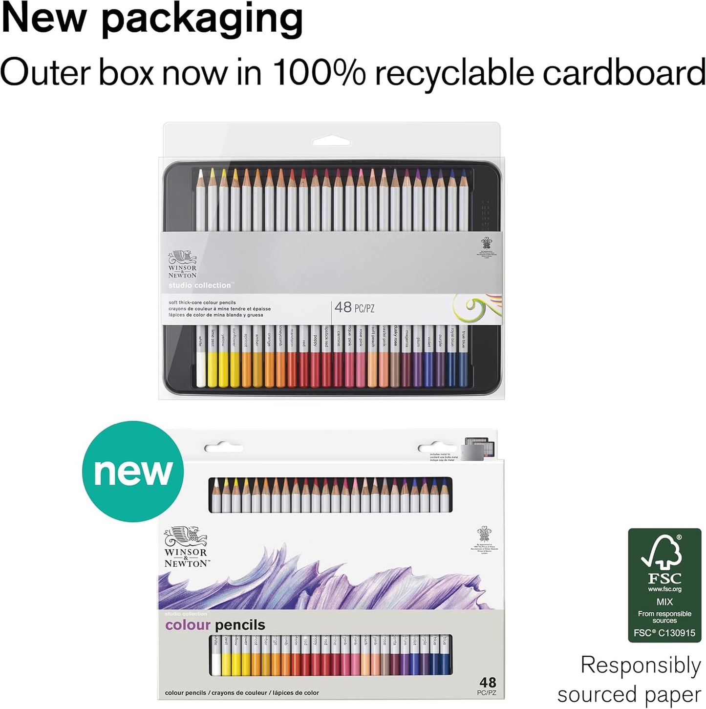 Winsor & Newton Studio Collection Artist Pencils, Color Pencils, Set of 48