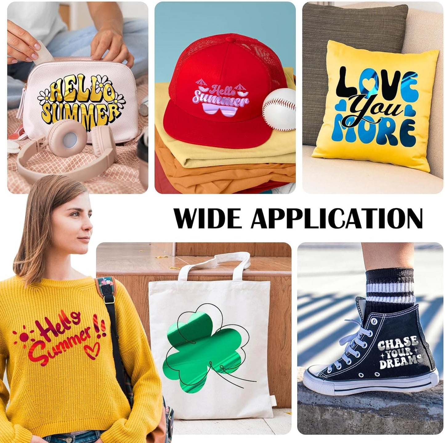 TECKWRAP HTV Iron On Vinyl Bundle, 6 Rolls 12" x3FT Chrome Metallic Heat Transfer Vinyl, Easy to Cut & Transfer, Perfect for T-Shirts, Hoodies, Bags & Crafts