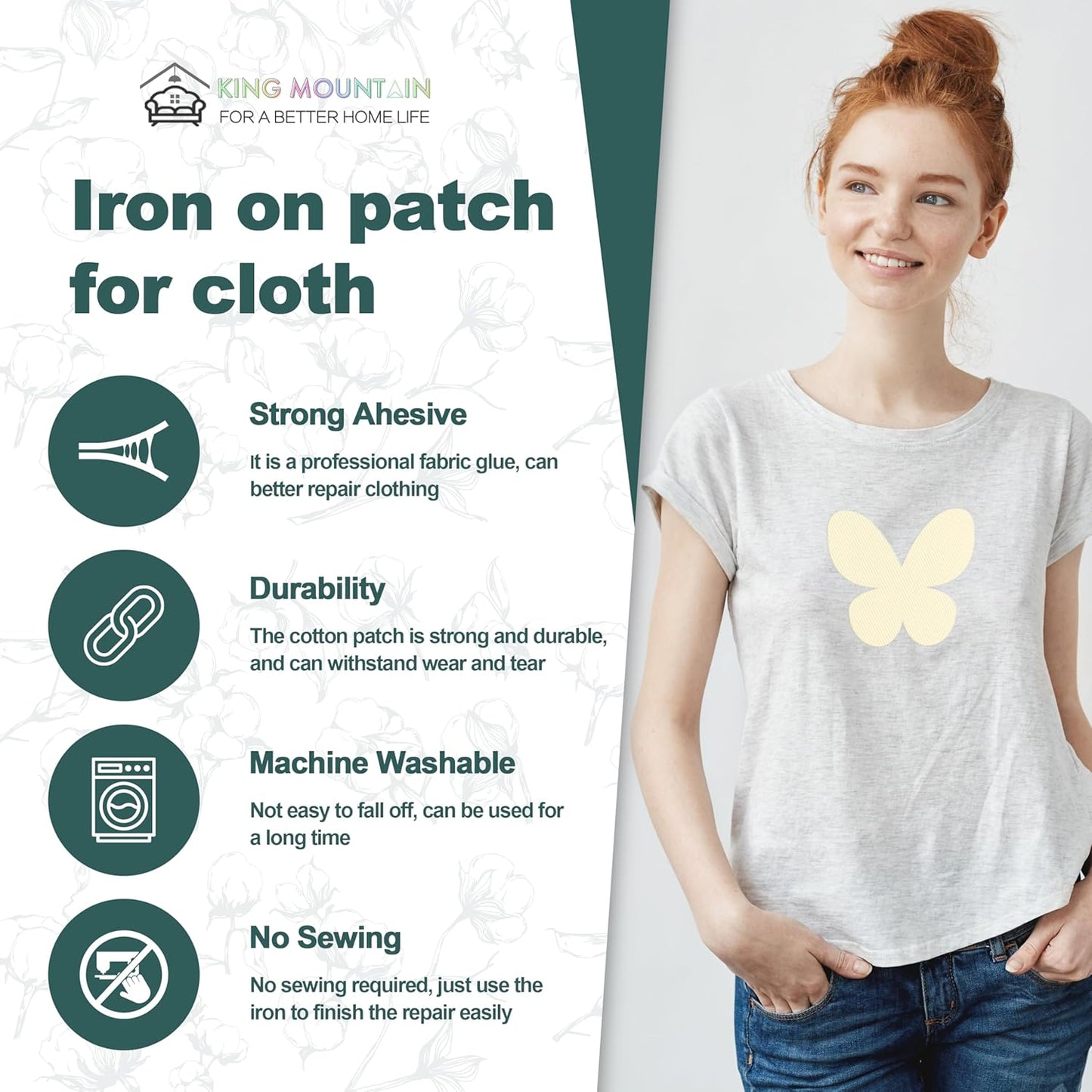 Iron on Patches for Clothes, 8 Pieces Fabric Patches for Clothing, Bag, Hat Repair, Clothing Repair Decorating Kit 3.7" by 4.9" (9.5 cm x 12.5 cm, Light Yellow)