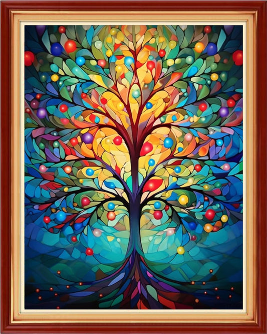 Funchey Stamped Cross Stitch Kits, DIY Cross Stitch Pattern for Adults Beginners Needlepoint Kits Embroidery Kit Arts and Crafts 11CT-Colorful Tree 16x20 inch