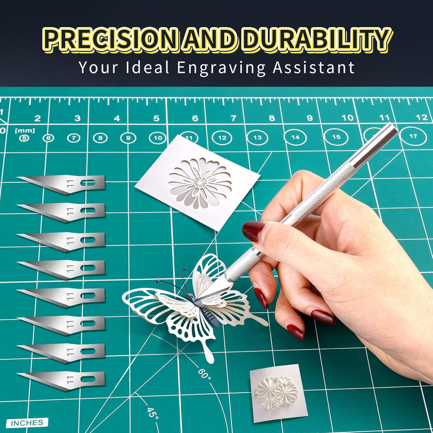 DIYSELF 200 PCS Exacto Knife Blades #11, Exacto Knife Replacement Blade, High Carbon Steel #11 Blades Refills with Storage Case, Hobby Knife Blade 11 for Craft, Hobby, Scrapbooking, Stencil, Leather