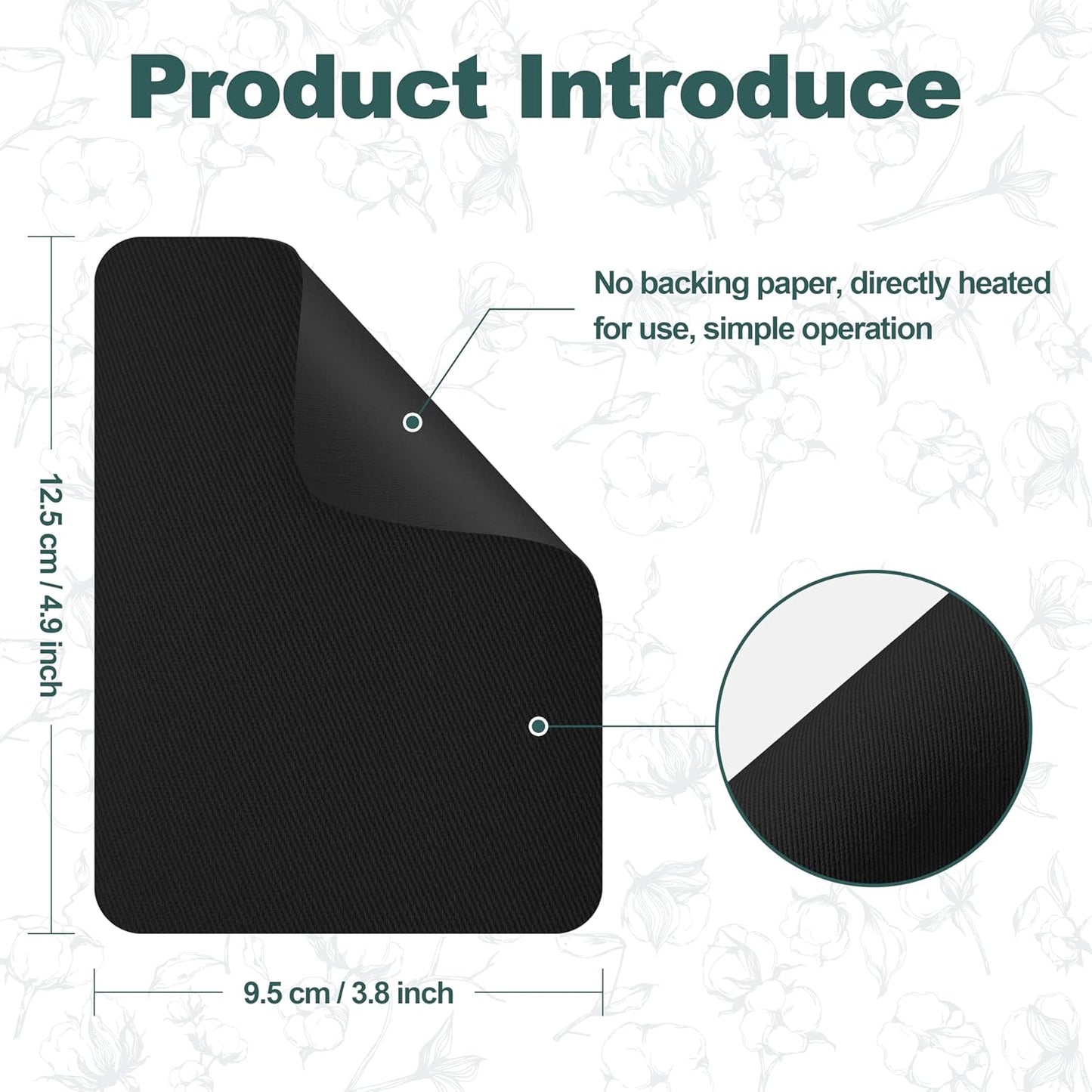 Iron on Patches for Clothes, 8 Pieces Patches for Cloth, 100% Cotton Fabric Patches for Clothing, Bag, Hat Repair, Clothing Repair Decorating Kit 3.7" by 4.9" (9.5 cm x 12.5 cm, Black)