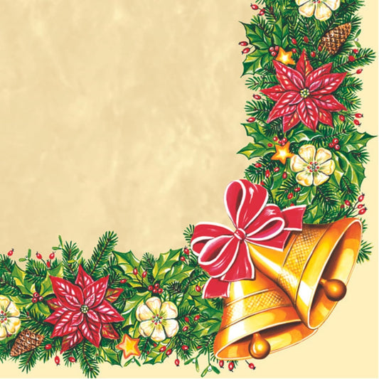 20-ct 13x13 Christmas Paper Decoupage Napkins, 3-Ply Servilletas Tissue Napkin for Dinner and Parties, Disposable Napkins (Bells)