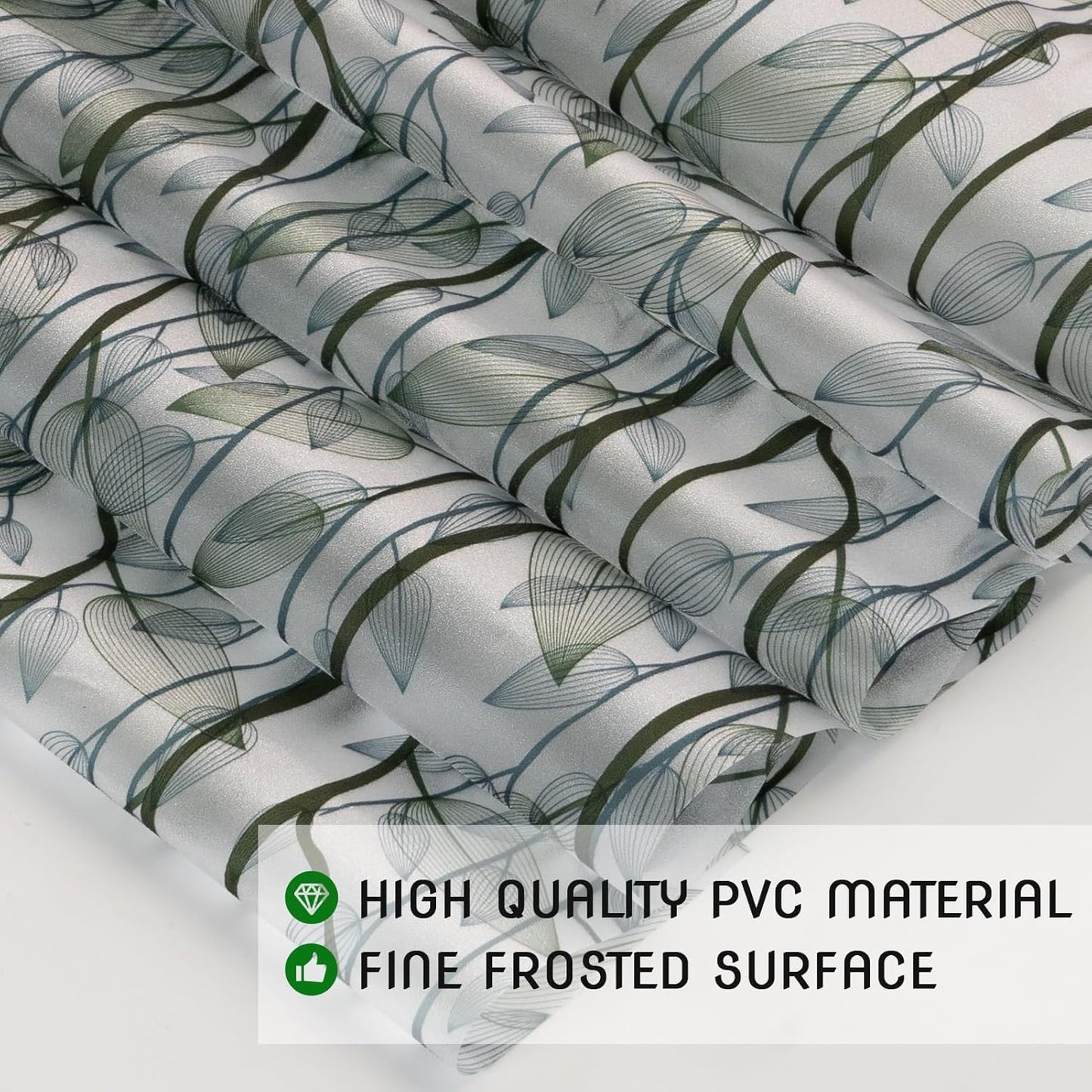 DKTIE Window Film Privacy with Installation Tools, Decorative Stained Glass Window Clings for Home, Static Cling Window Sticker for Front Door, Bathroom, Glass Door (Dark Green, 17.7'' x 118.1'')