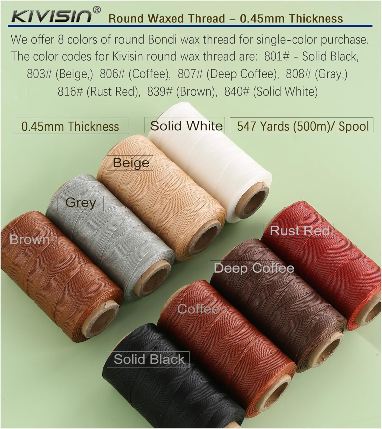 Thin Wax Polyester Thread, 0.45mm, 547 Yards, 3 Ply Round Waxed Cord Strings for Sewing, Beading, Binding, Micro Braiding, Fine Leather Craft and Micro Macrame Jewelry - Gray